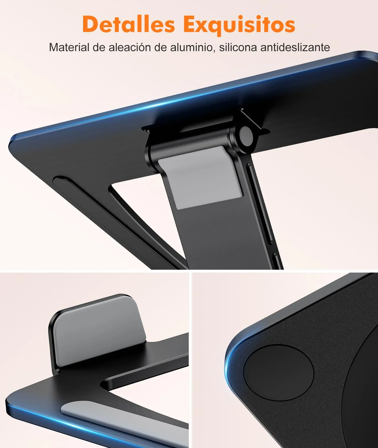 EOIWUY Soporte Portatil Escritorio, [360° Giratoria Base] Elevador Portatil de Aleación Aluminio, Ergonómica & Plegable Laptop Stand para Trabajo en Equipo Compatible con MacBook Pro/Air, HP (10-16")