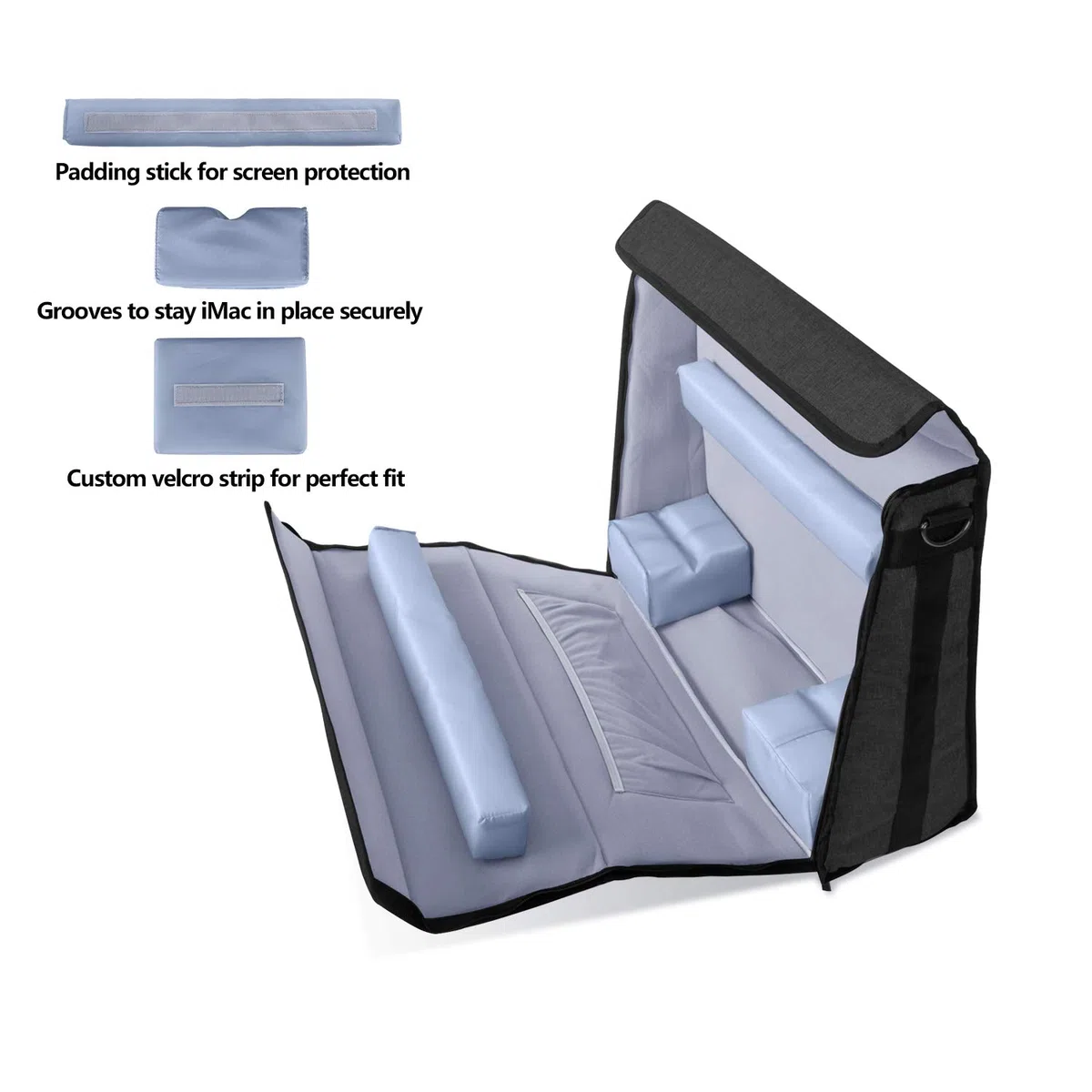 Damero Bolsa para Apple iMac 21.5 Pulgadas, Organizador y Almacenamiento para iMac y Otros Accesorios (Negro)