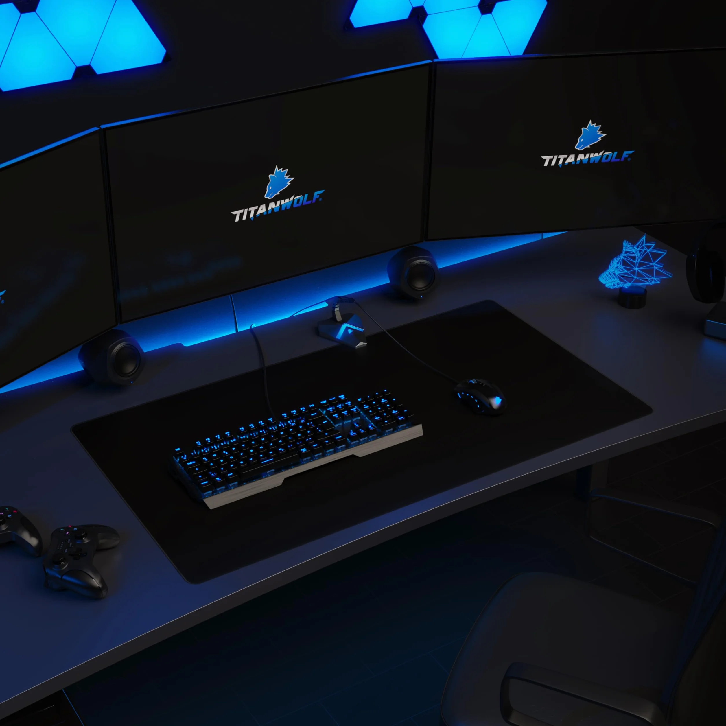TITANWOLF – Alfombrilla Gaming XXL para ratón 900x500 – Mouse Pad - Precisión y Velocidad - Parte Inferior de Goma para una sujeción Estable - Antideslizante, Resistente al Agua – Motivo Negro