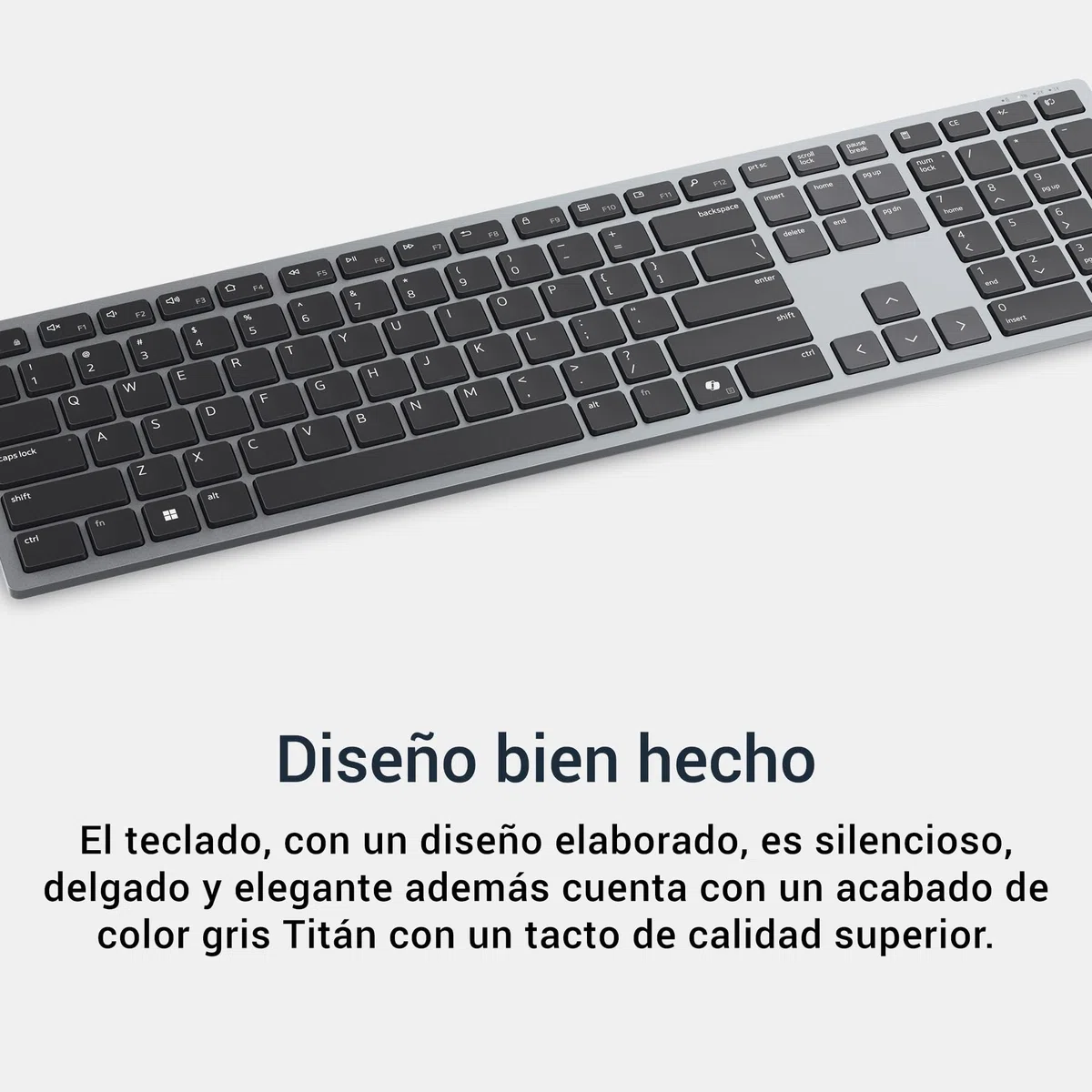 DELL KM7321W Teclado y Ratón Inalámbricos – Bluetooth y 2.4 GHz, 12 Teclas Programables, Sensor 4000 dpi, Batería 36 Meses, Teclado Español QWERTY – Gris Titanio