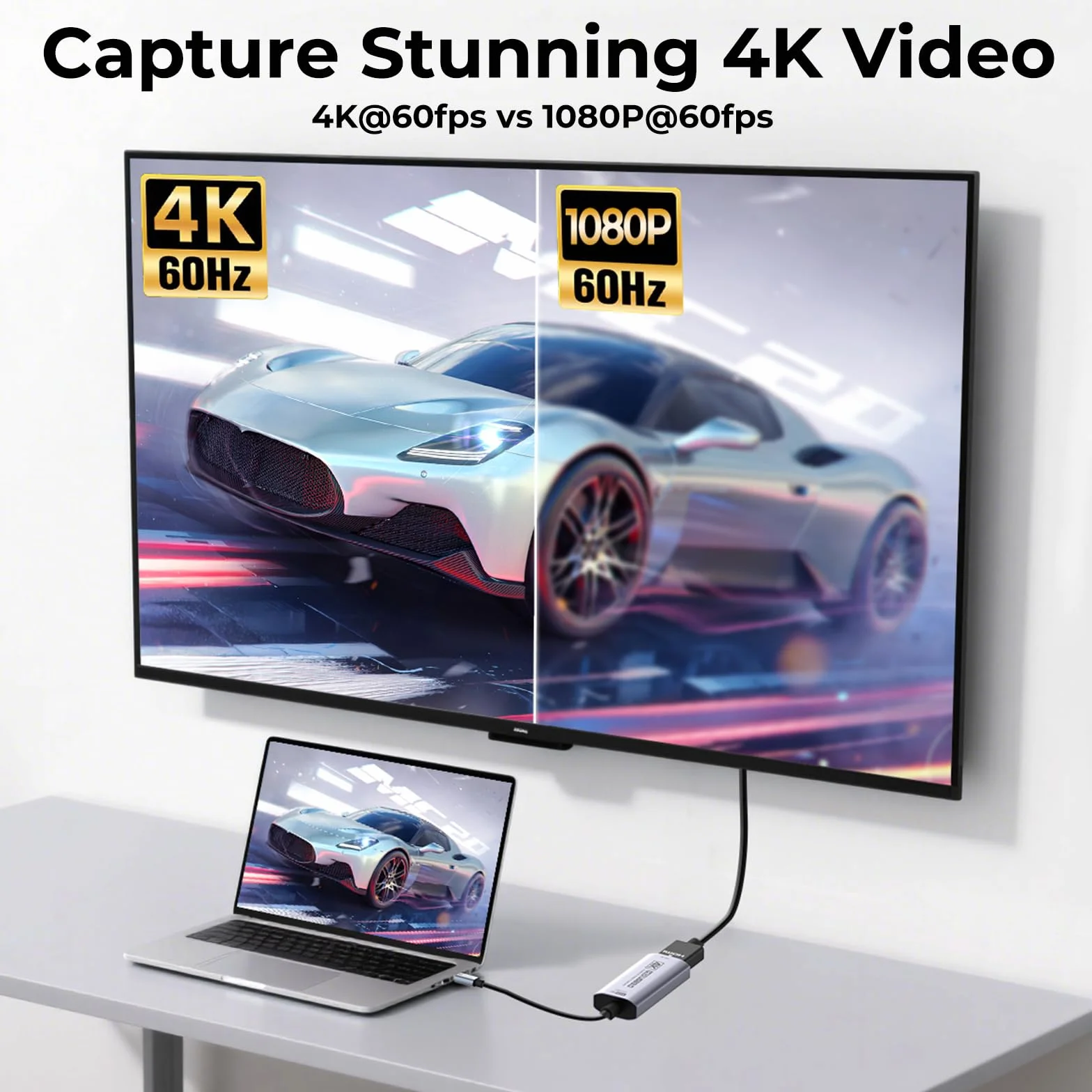 Guermok Tarjeta de Captura HDMI 4K@60FPS, 1080P@240FPS USB 3.0 HDMI a USB A/C para Streaming, Compatible con Pad, Switch 2/1, PS, Quest 3, Mac OS, Windows, Zoom, OBS, Cámara