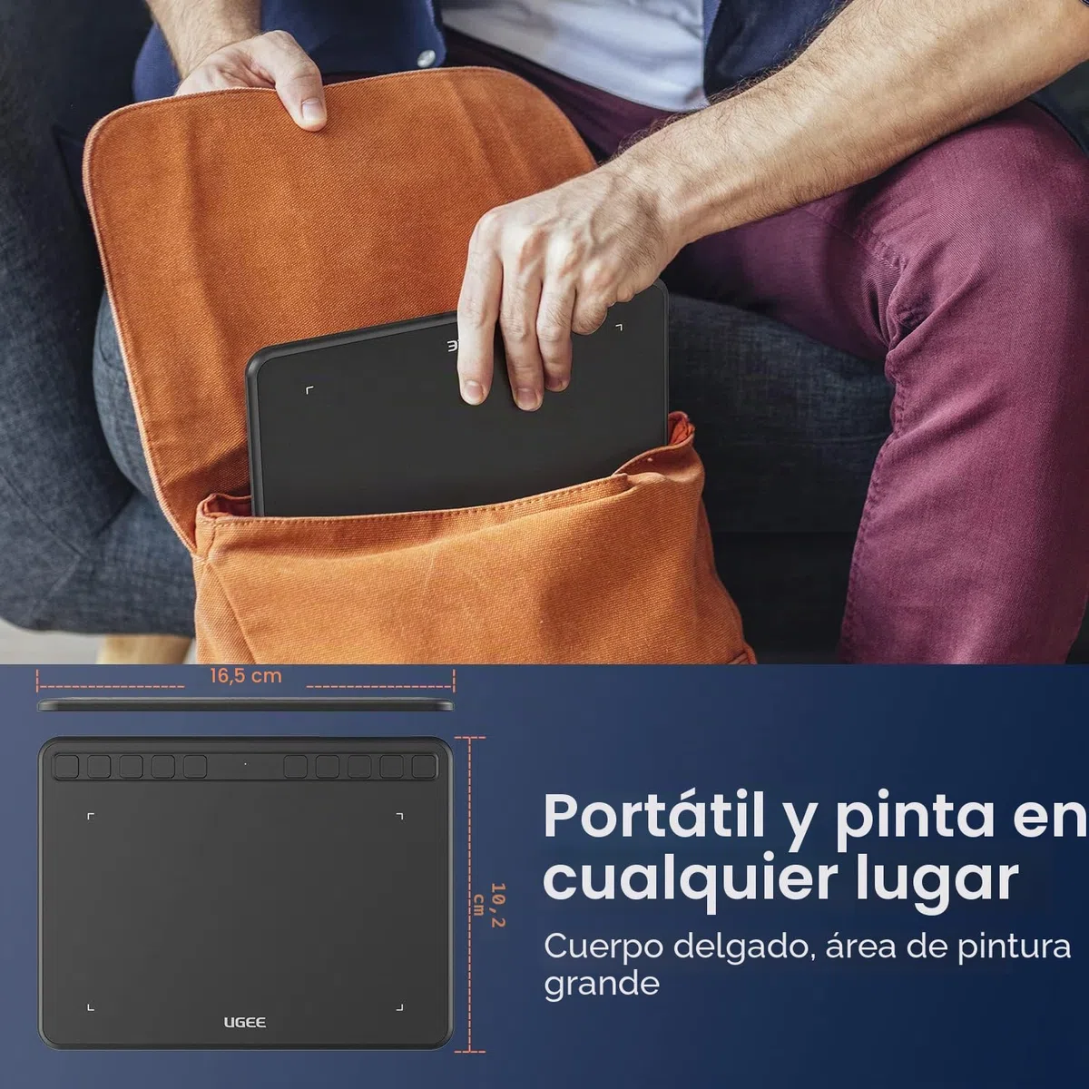 UGEE S640 Tableta gráfica de dibujo digital ultradelgada portátil con función de inclinación de lápiz óptico sin batería 8192 Sensibilidad a la presión Compatible con Windows/Mac/Linux/Android
