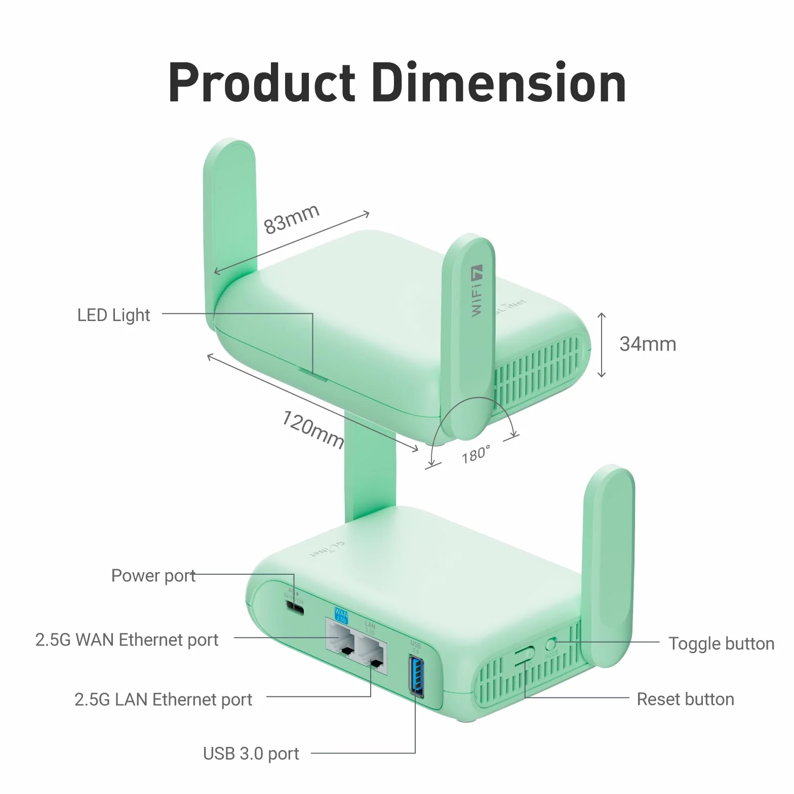 GL.iNet GL-MT3600BE (Beryl 7) Router Portátil WiFi 7, Mini VPN 2.5G para Viaje, Auto, Negocios, Móvil, RV, Crucero, Avión