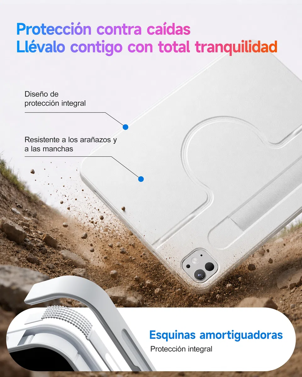HOU Funda con Teclado para iPad A16 11.ª/10.ª Generación, Blanco, Retroiluminación, Trackpad