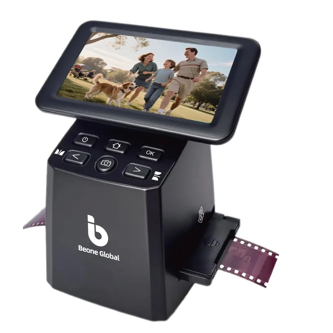 BEONEGLOBAL ClearScan S5 Escáner de película de alta resolución y escáner de diapositivas con pantalla LCD de 5 pulgadas, convierte 135, 126, 110 negativos Super8 y se desliza a fotos digitales JPEG