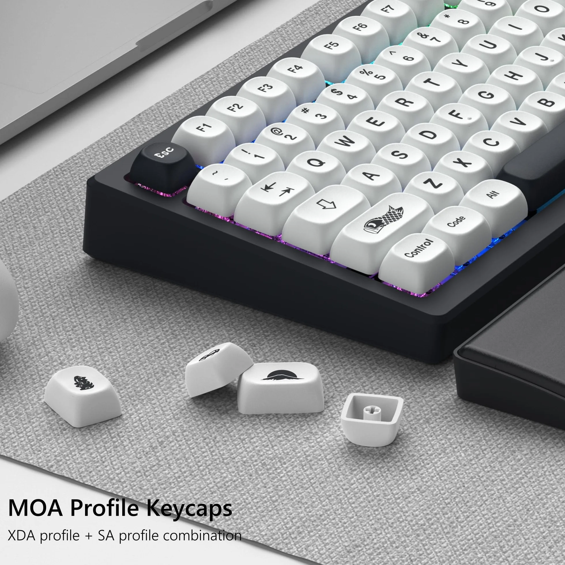 Womier Teclas PBT 60 65 75 100 por ciento, Teclas Moa Sublimación, Juego de Teclas de Teclado Personalizado para Teclado mecánico Cherry MX 61/64/68/84/87/100/104/108, Estilo japonés