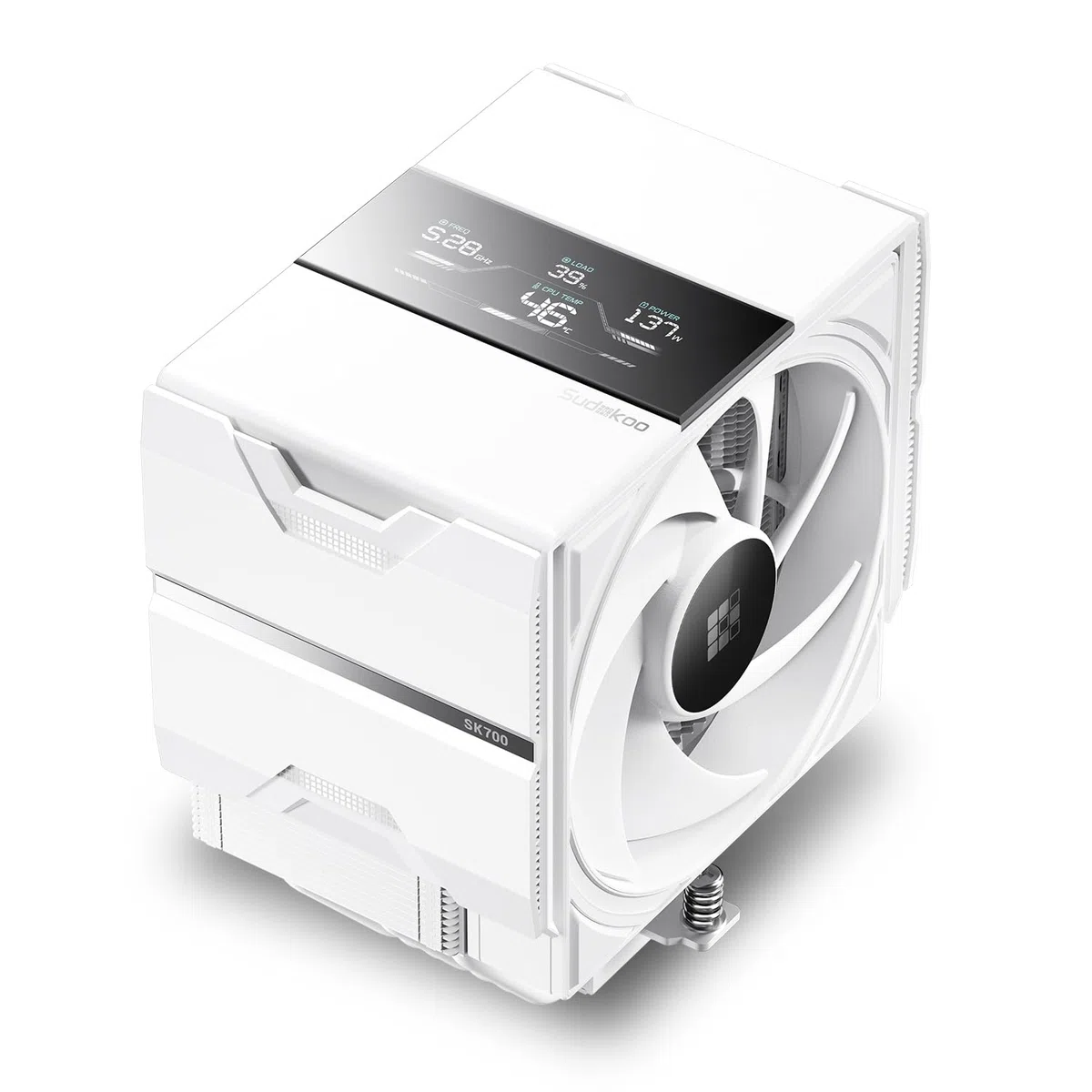 Sudokoo SK700V Blanco Disipador CPU AM5 : CPU Cooler con Pantalla Digital Exclusivo para AM5 - Ventilador CPU 120mm con 7 HeatPipes y Libertad RAM Total, 5 Años de Garantía, Blanco