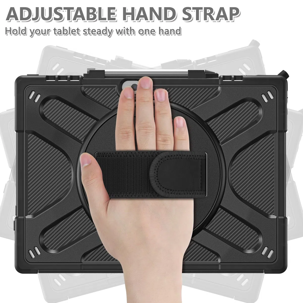 Junfire Funda para Lenovo ThinkPad X12 Detachable Gen 2/ThinkPad X12 12,3 Pulgadas 2024/2021, Funda con Soporte Giratorio, Correa de Mano, Correa de Hombro y portalápices Compatible con Teclado-Negro