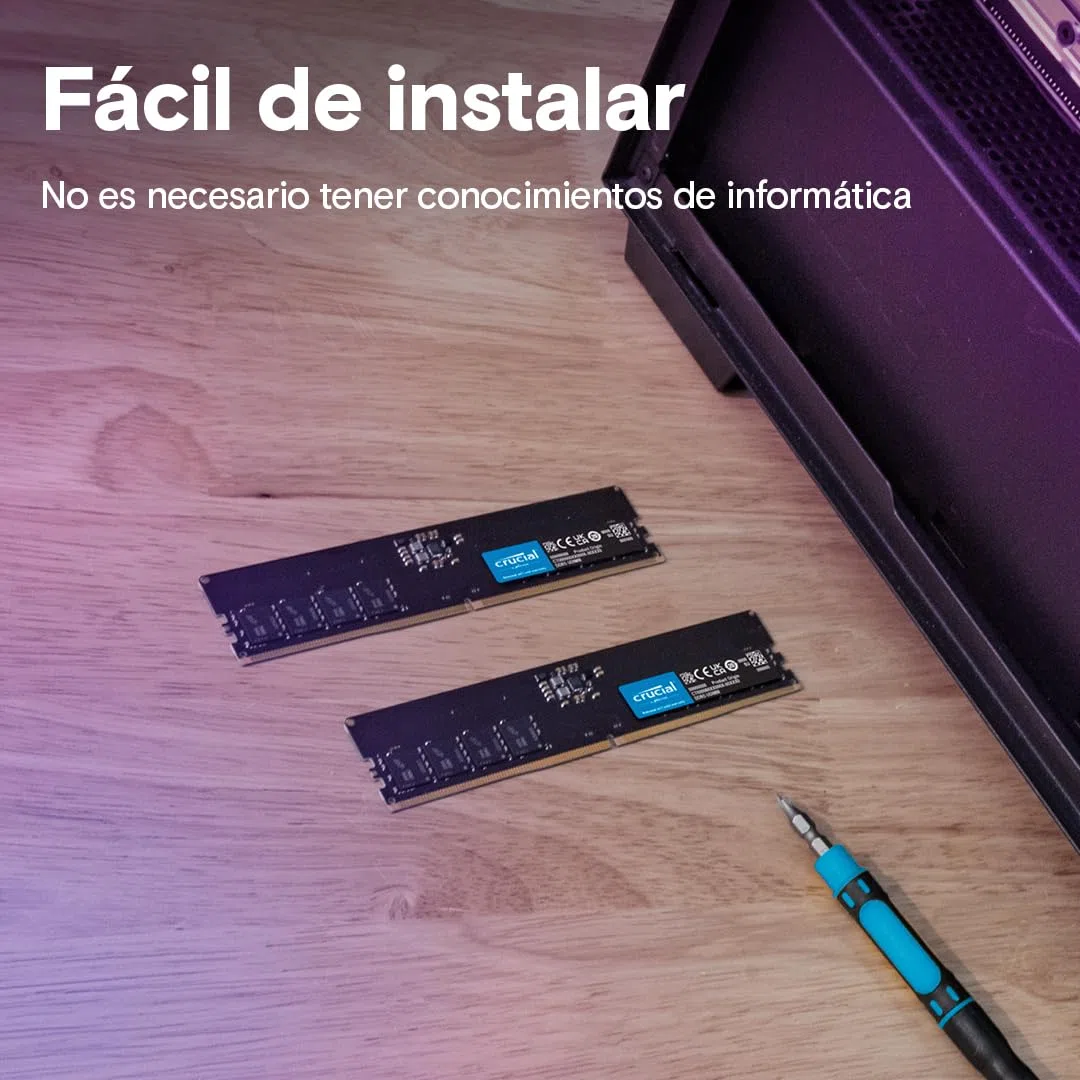 Crucial RAM DDR5 16GB 5600MHz, Memoria PC (o 5200MHz / 4800MHz) CL46 - CT16G56C46U5