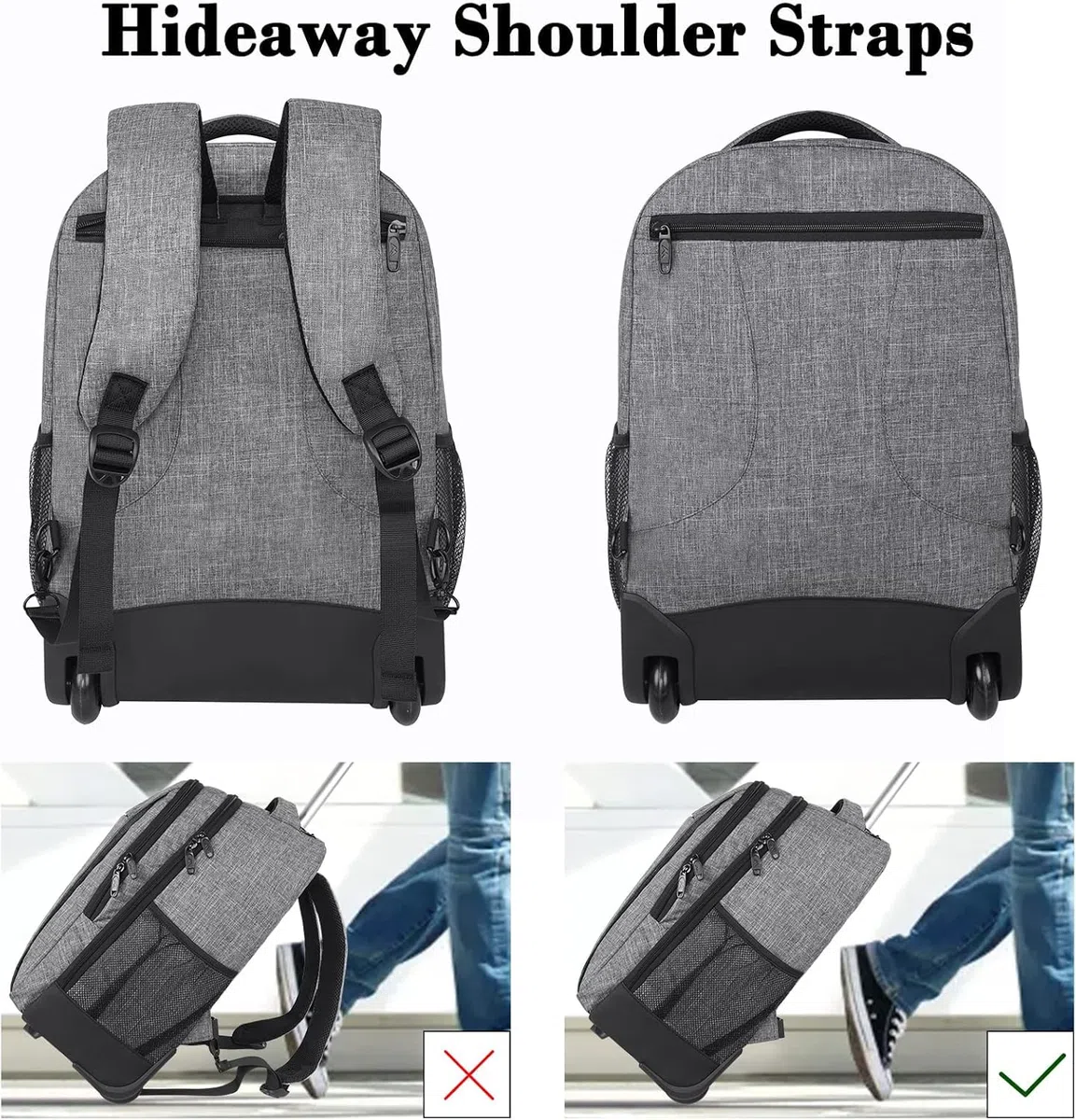 MATEIN Mochila Grande con Ruedas Adulto, Gris