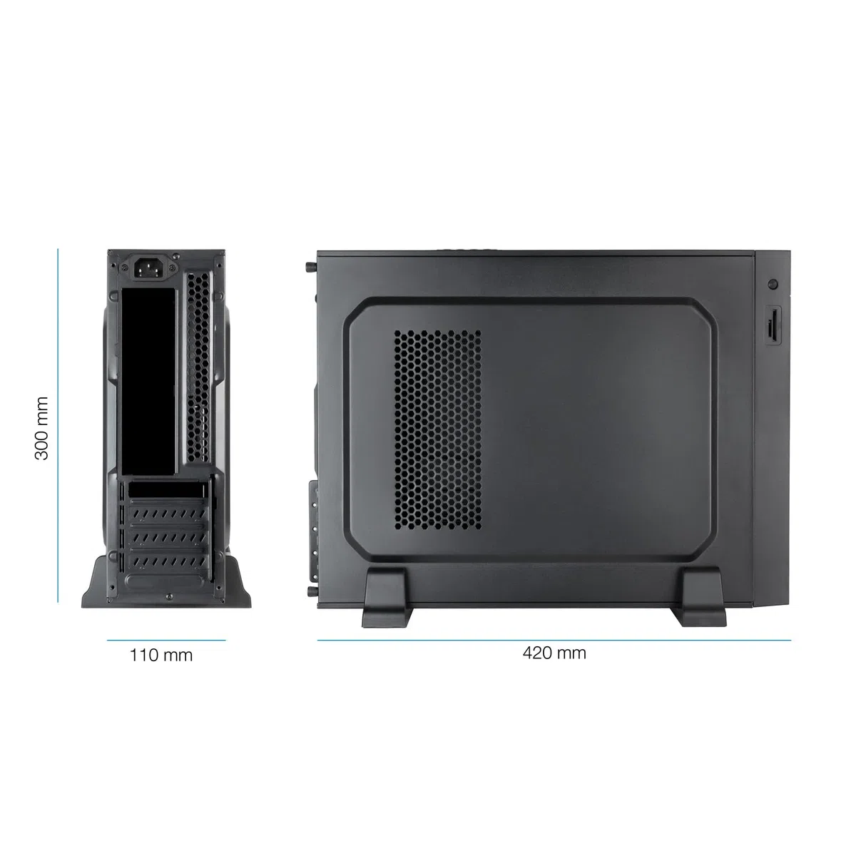 TOOQ TQC-3008U3C - Caja Slim Micro-ATX/Mini-ITX, Lector de Tarjetas SD/TF, Incluye Fuente de Alimentación Micro-ATX/SFX 500W, Color Negro