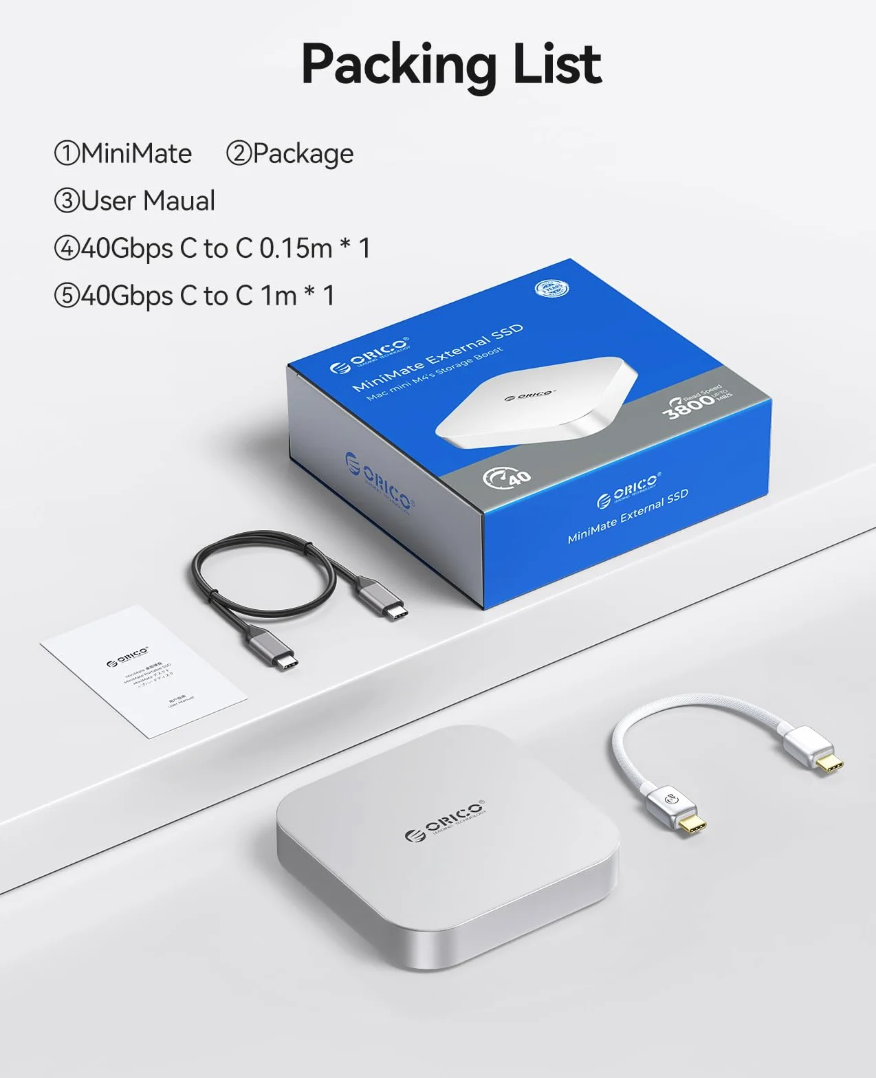ORICO Minimate Mac mini M4 SSD 6 TB de almacenamiento, SSD externa, SSD NVMe externa (No intercambiable) Compatibilidad con Mac mini M4 (10Gbps), USB 3.2 Gen 2 * 2 (20Gbps) Plug-and-Play – Plata