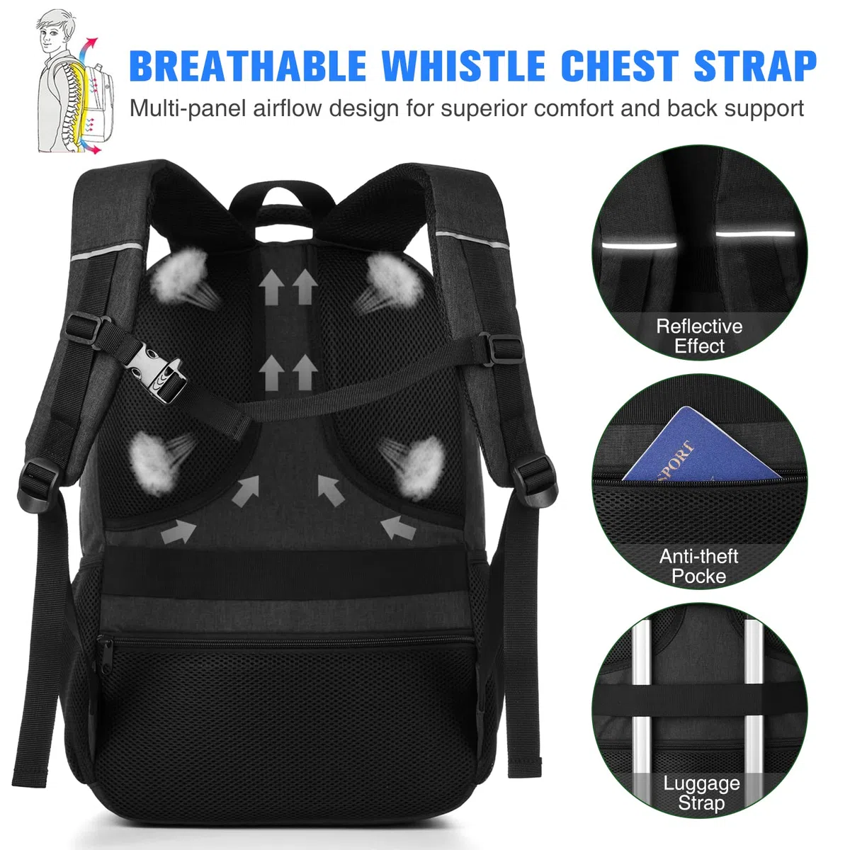 YAMTION Mochila Escolar,18.4 Pulgadas Mochila Hombre y Juvenil Mochila Portatil para Adolescente Estudiante Universidad Instituto Oficina Trabajo