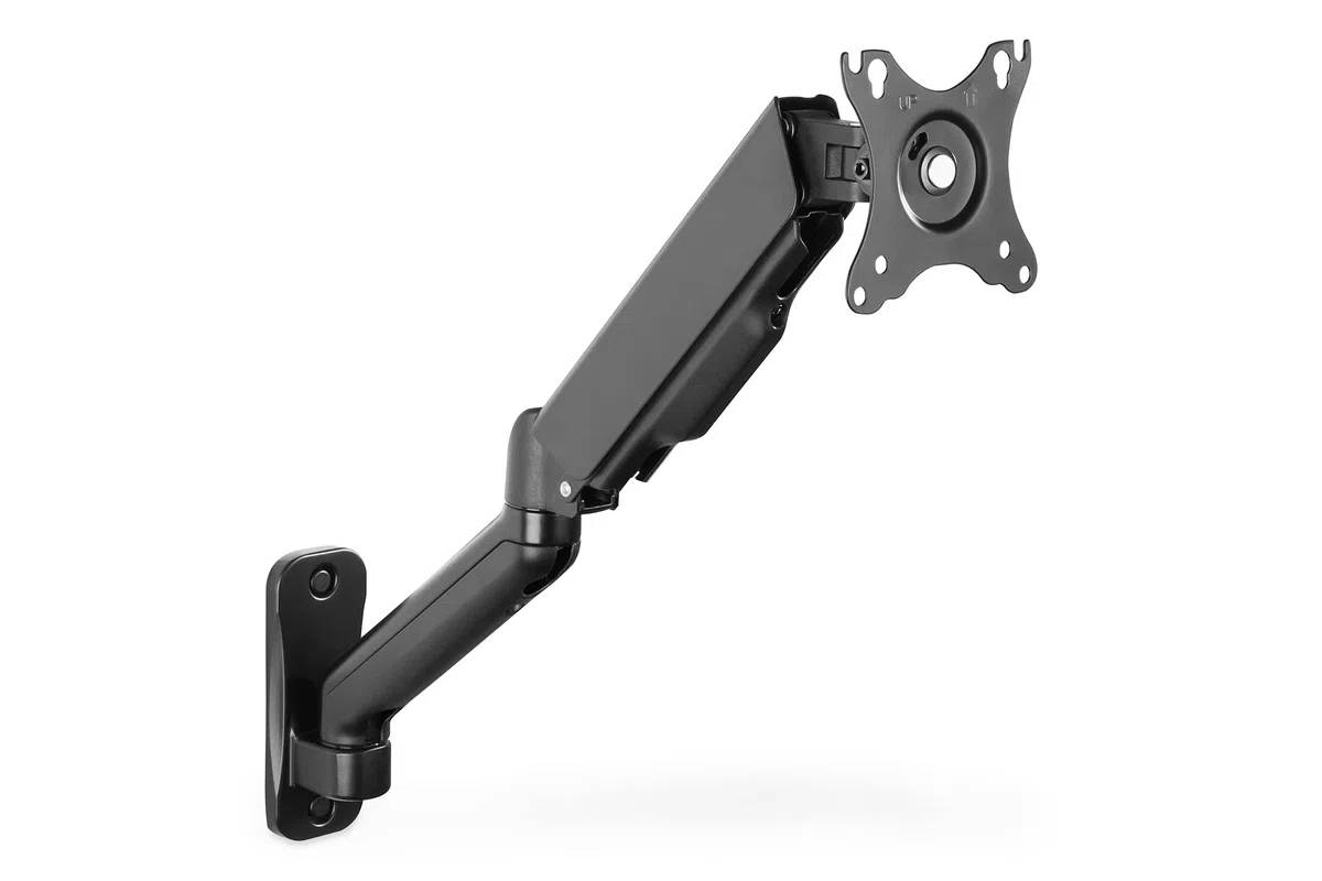 DIGITUS Soporte de Pared para Monitor con Muelle presión de Gas y Brazo Giratorio - para Pantallas 15-32" - 9 kg Carga máx. - VESA máx. 100x100 - Giratorio, inclinable, rotativo y Regulable en Altura