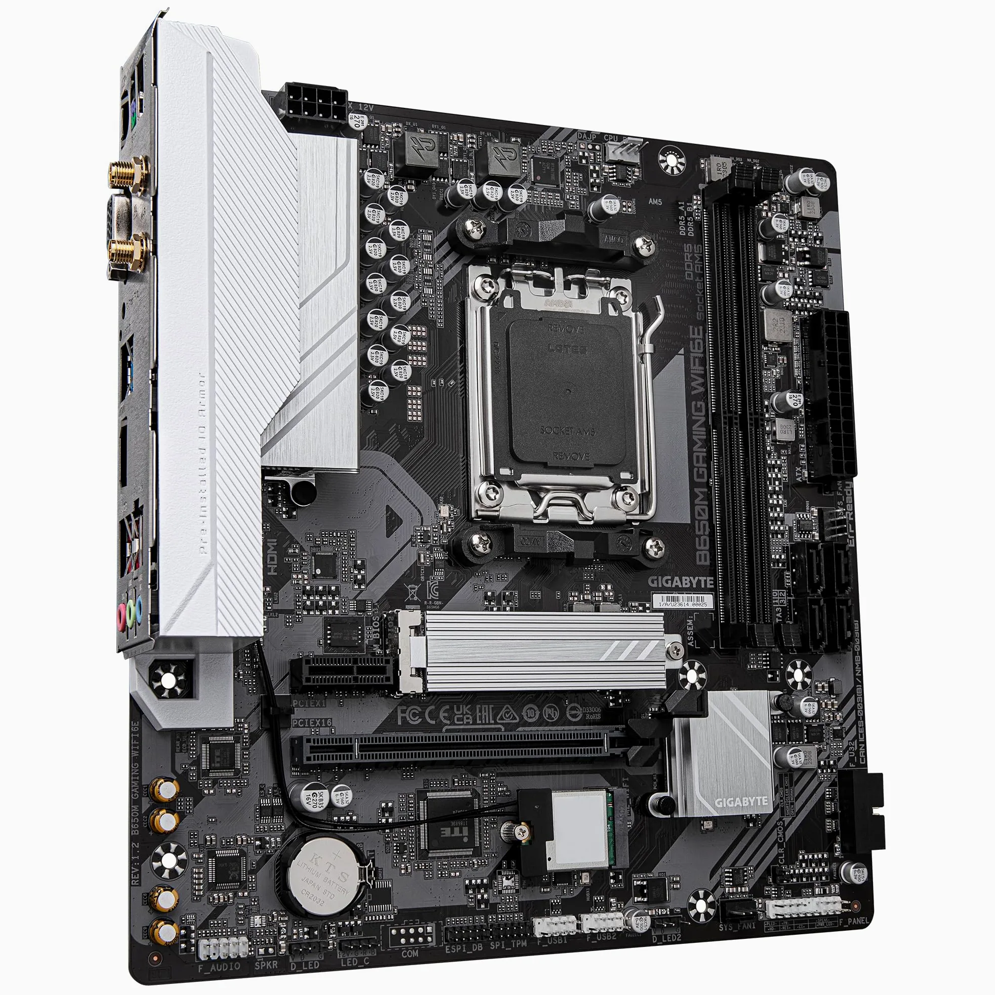 GIGABYTE B650M Gaming WIFI6E Placa Base - Procesadores AMD Ryzen Serie 9000, VRM de 5+2+2 Fases, hasta 6400 MHz DDR5 (OC), 1xPCIe 4.0 M.2, LAN 2.5 GbE, WiFi 6E, USB 3.2 Gen 1