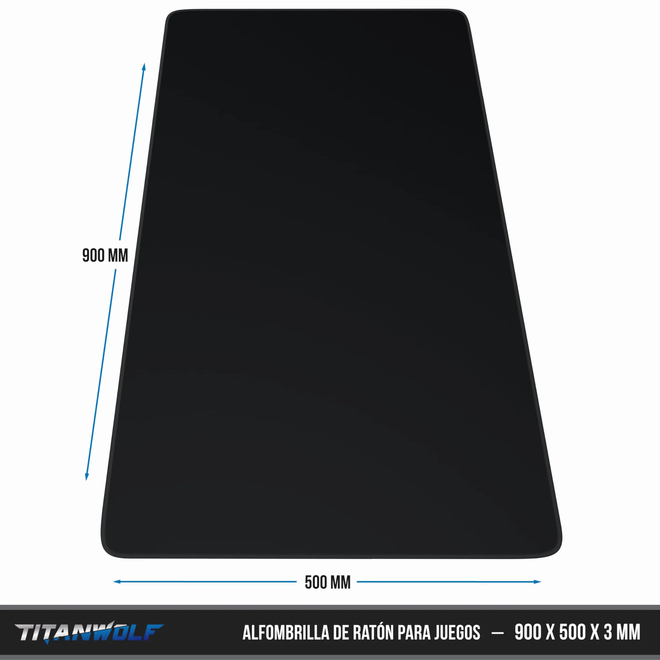 TITANWOLF – Alfombrilla Gaming XXL para ratón 900x500 – Mouse Pad - Precisión y Velocidad - Parte Inferior de Goma para una sujeción Estable - Antideslizante, Resistente al Agua – Motivo Negro