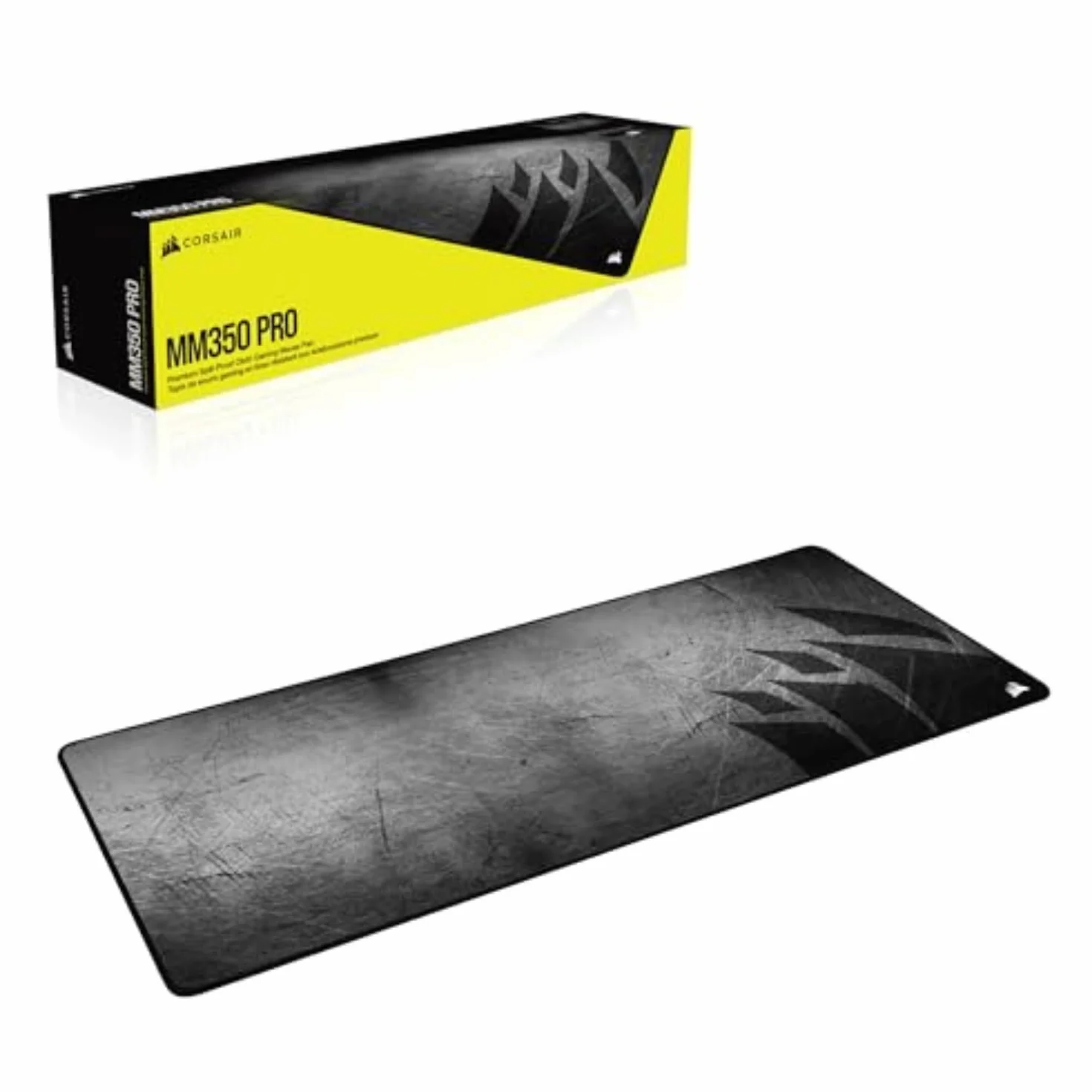 Corsair MM350 PRO Alfombrilla Tela a Prueba de Derrames para Juegos, Superficie 93 cm x 40 cm, Microtejido, Goma Afelpada gruesa 4 mm, Base Goma Texturizada Antideslizante, Negro/Gris, Extendido XL