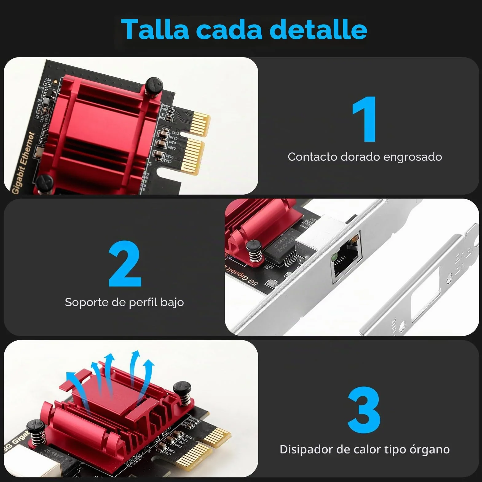 Adaptador de red PCIe 5G RTL8126 5000/2500/1000/100Mbps PCI Express 3.1 Gigabit Ethernet tarjeta RJ45 controlador LAN compatible con PXE para Windows/Linux con perfil bajo