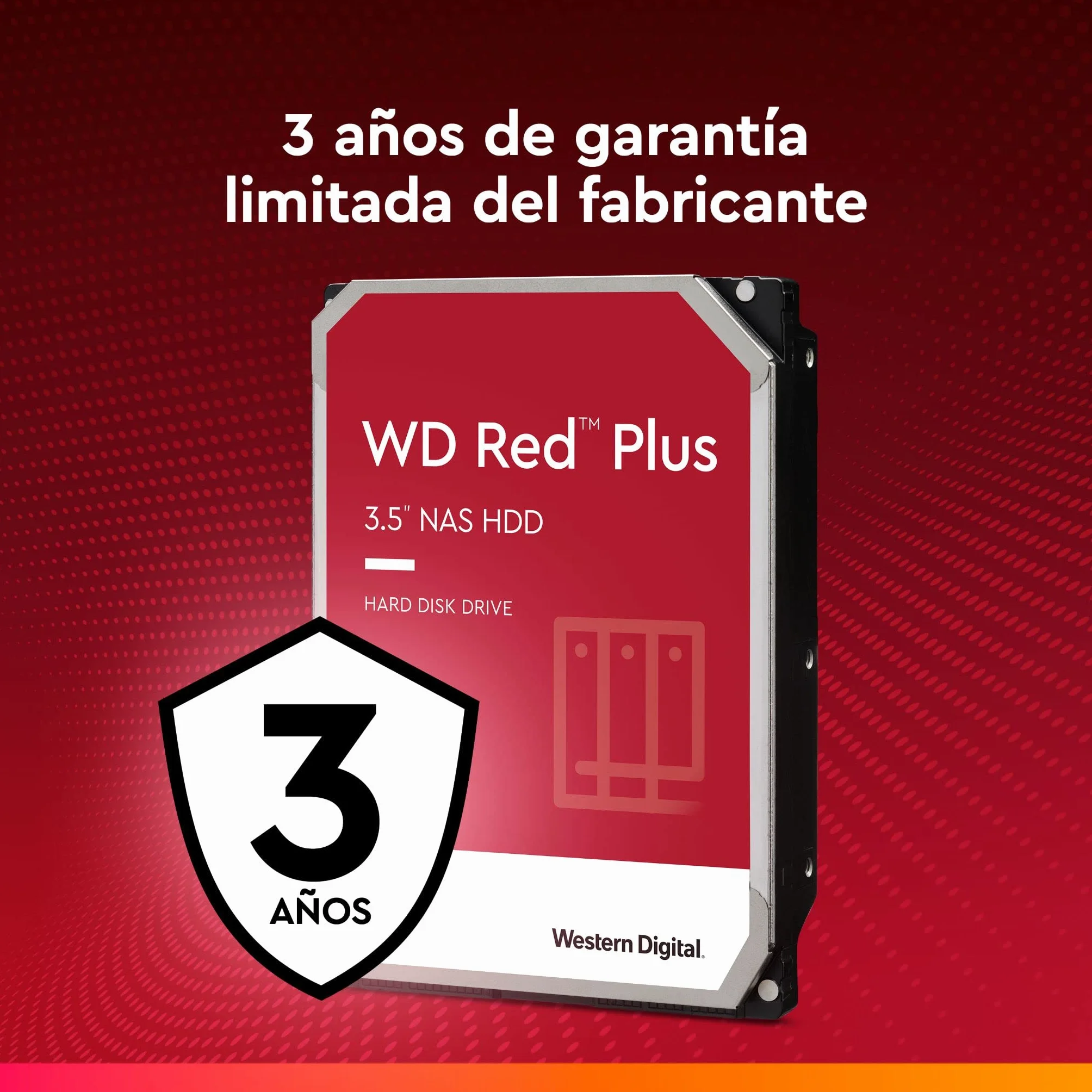 WD Red Plus 8 TB NAS Disco duro interno de 3.5 pulgadas, Clase de 5400 r. p. m., SATA de 6 Gb/s, CMR y Caché de 256 MB