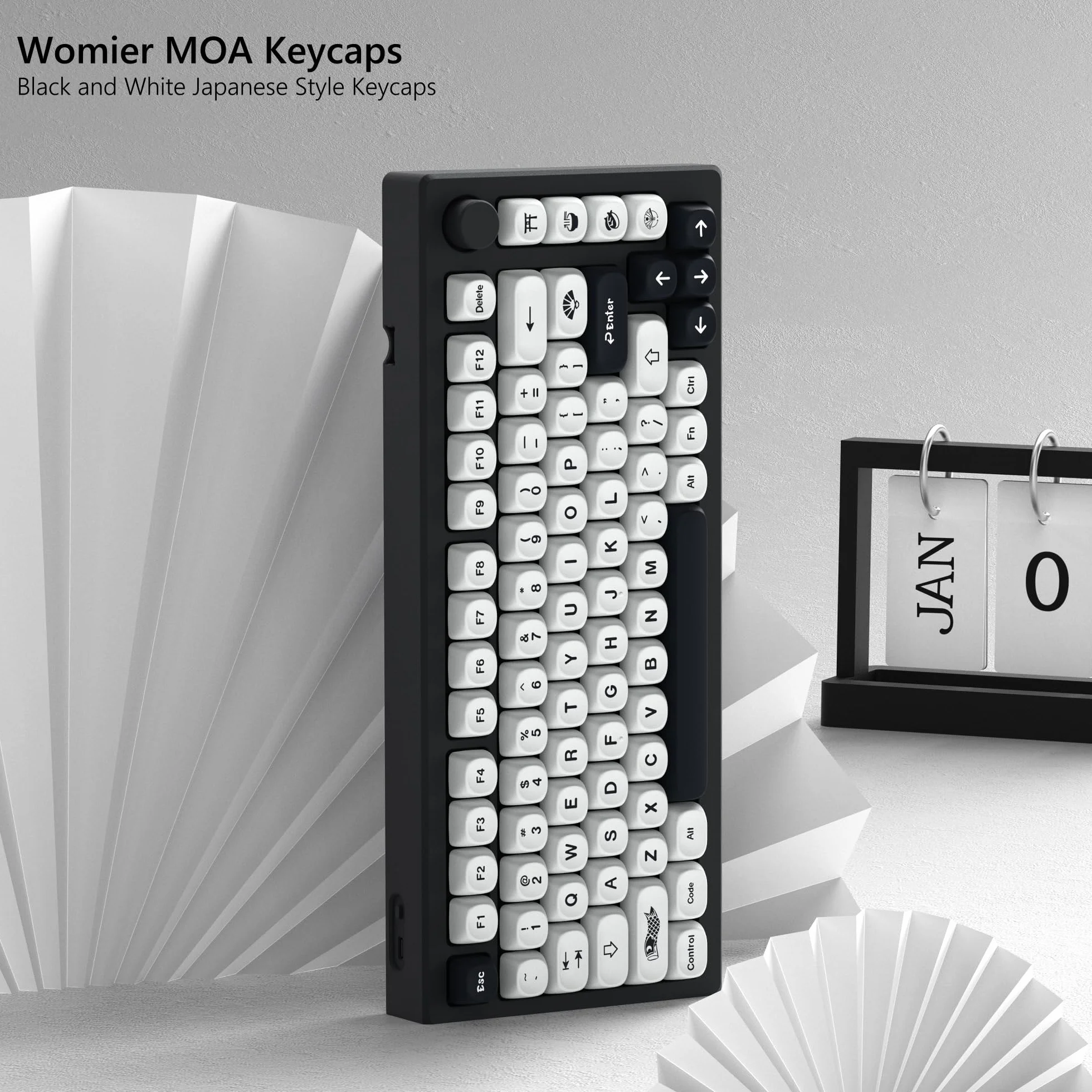 Womier Teclas PBT 60 65 75 100 por ciento, Teclas Moa Sublimación, Juego de Teclas de Teclado Personalizado para Teclado mecánico Cherry MX 61/64/68/84/87/100/104/108, Estilo japonés