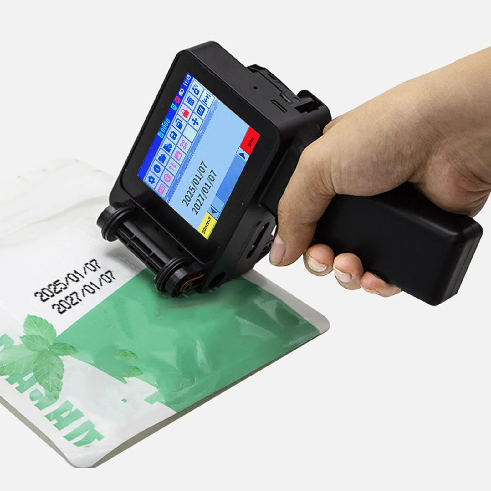 Pistola de Impresora de inyección de Tinta, Impresora de Chorro de Tinta portátil con Cartucho de Tinta y Impresora de Fecha táctil de 4.3 Pulgadas para el código de