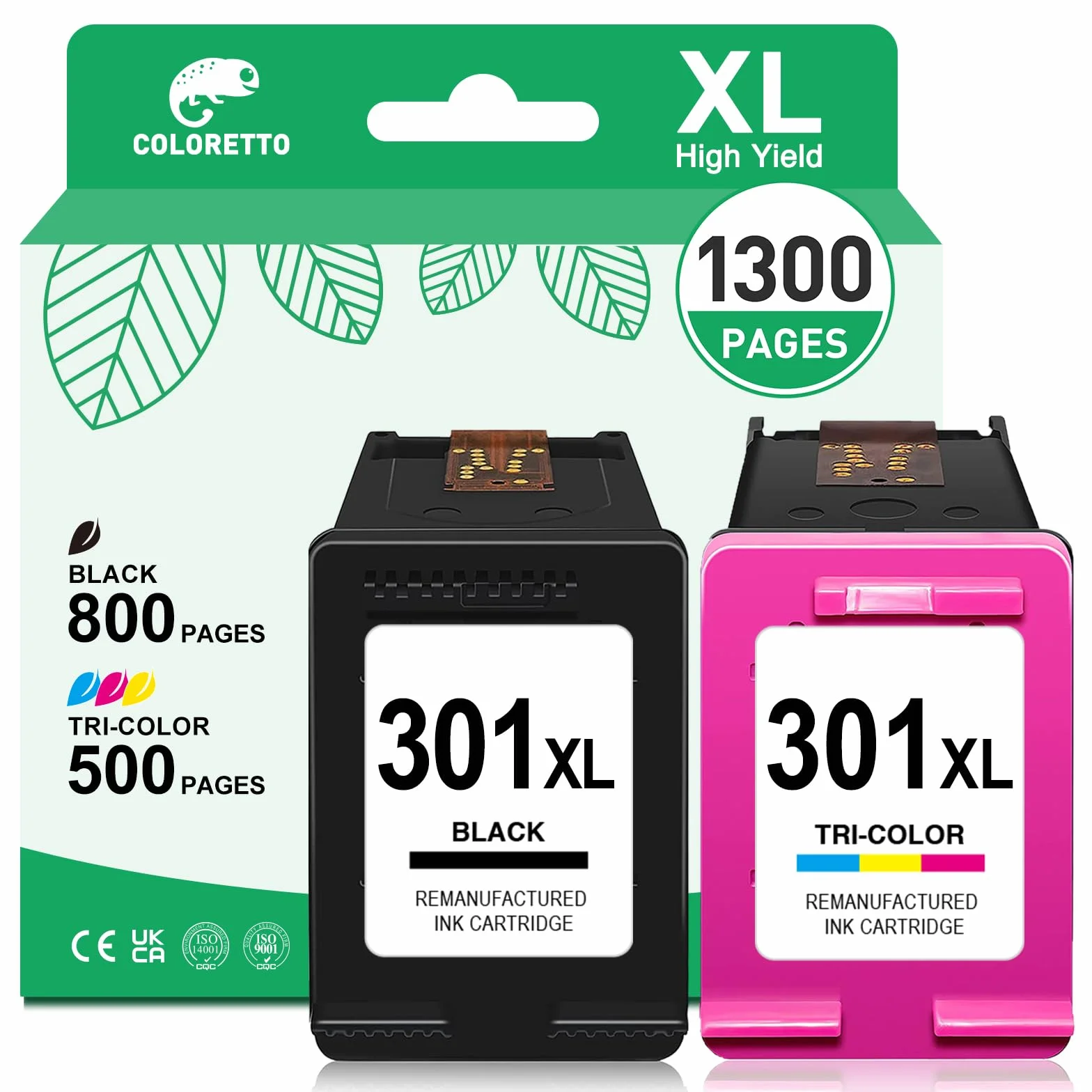 COLORETTO 301XL Cartuchos de Tinta para HP 301 DeskJet Envy Officejet Negro y Color