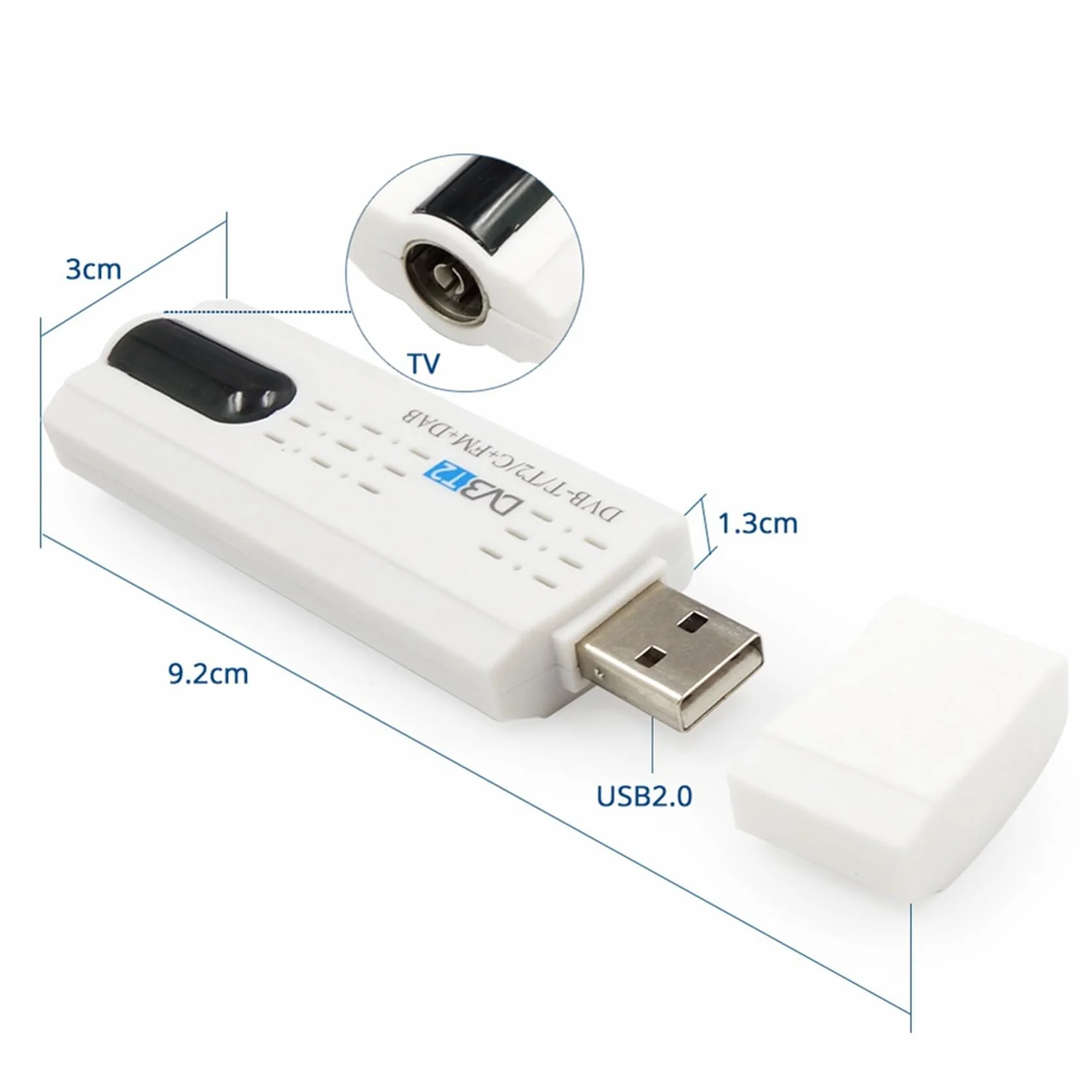 USB 2.0 digital DVB-T / T2 SDR + FM HDTV TV receptor sintonizador, 159005