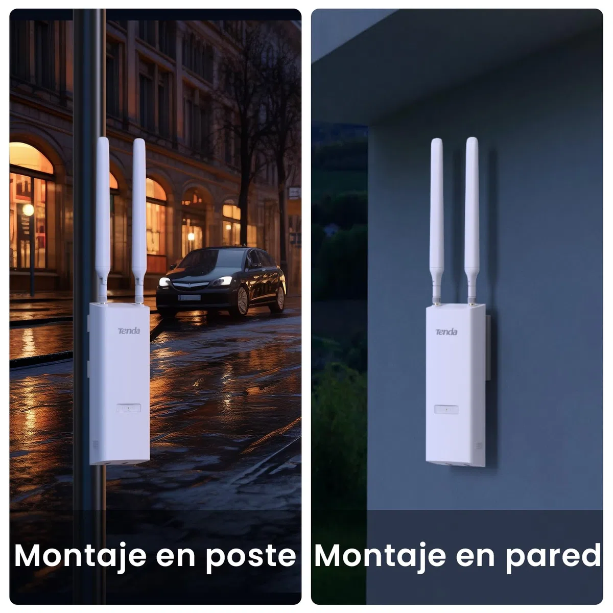 Tenda OAP1200 AC1200 Punto de Acceso Inalámbrico Gigabit para Exteriores, Doble Banda, Soporta PoE 802.3at/PoE Pasivo, Montaje en Pared/Poste, IP65 Resistente al Agua, MU-MIMO, Modos Ap/Repetidor