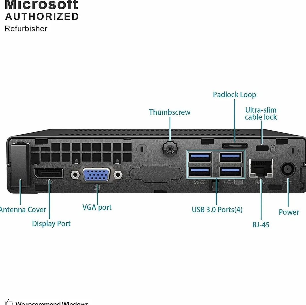HP EliteDesk 800 G2 Mini PC de Escritorio, Intel Core i7-6700T, 8 GB de RAM, SSD de 256 GB, Teclado y ratón, Wi-Fi, Bluetooth, Windows 11 Pro (Reacondicionado)