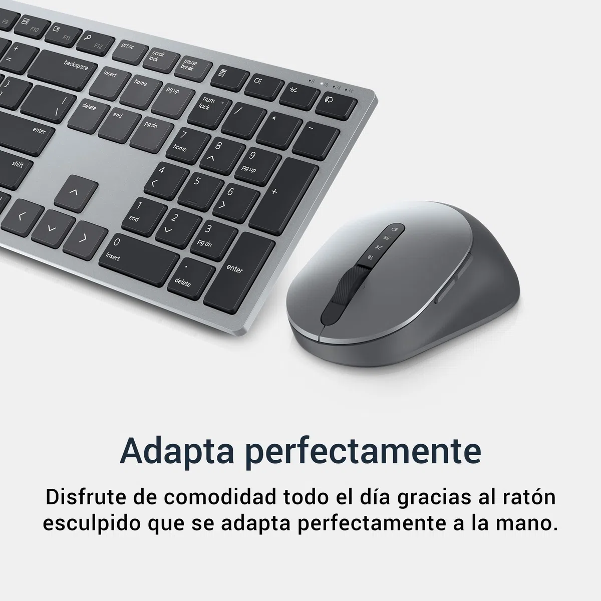 DELL KM7321W Teclado y Ratón Inalámbricos – Bluetooth y 2.4 GHz, 12 Teclas Programables, Sensor 4000 dpi, Batería 36 Meses, Teclado Español QWERTY – Gris Titanio