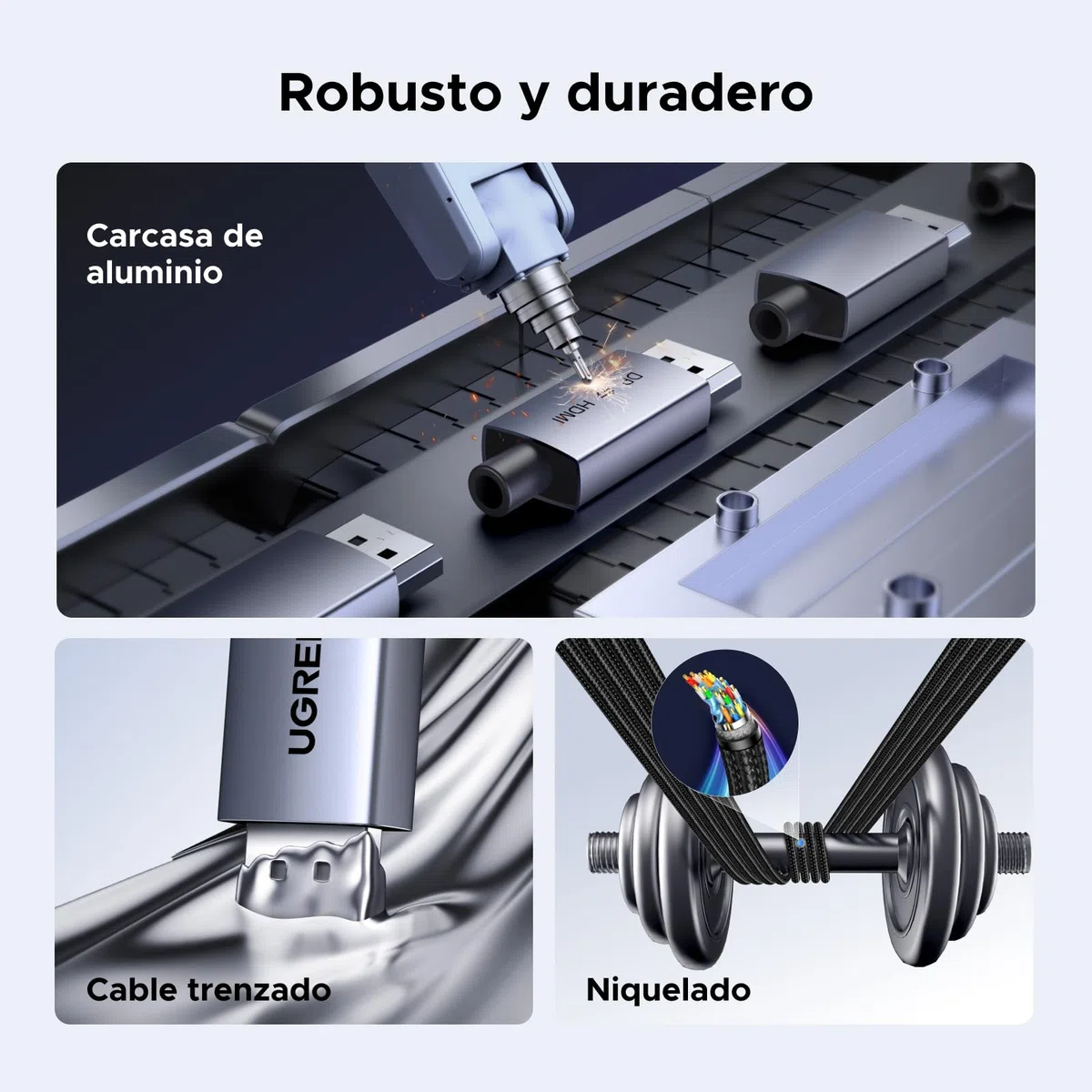UGREEN 2M Cable HDMI a DisplayPort 4K 60Hz Transmisión Bidireccional Suporte HDR HDCP Adaptador DisplayPort a HDMI y Cable de Carga USB A Compatible con Switch 2 PS 5 4 Xbox PC TV Monitor