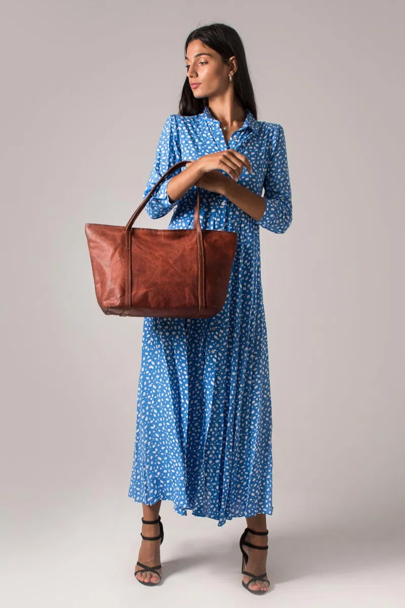 LEABAGS Bolso de Mano Mujer | Shopper de Cuero Genuino Premium | Bolsa de Negocios para Portátil de hasta 16" | Bolsa de Transporte para Trabajo, Universidad, Escuela, Tiempo Libre o Compras | Marrón