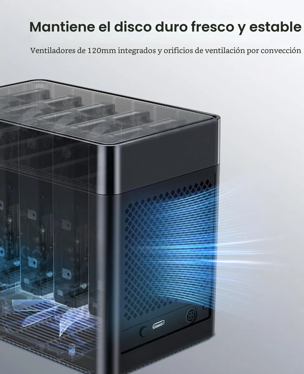 ORICO 5 Bahias Docking Station Type C Carcasa magnética de Disco Duro de 3,5" para el Disco Duro Externo SATA SATA3.0 5x18TB con Adaptador 12V6.5A Compatible con Windows/Mac