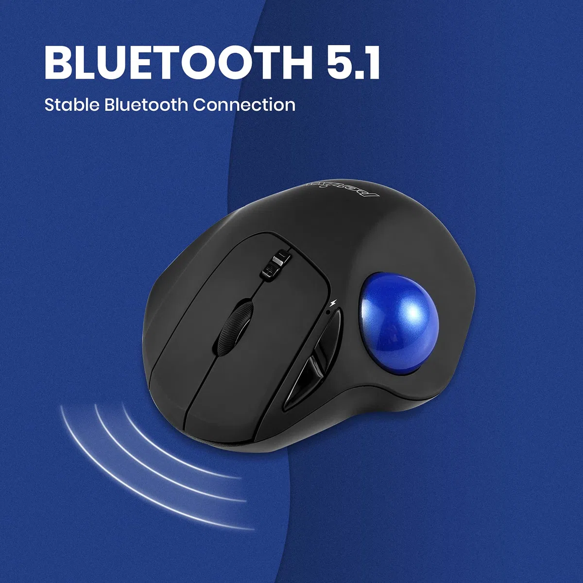 Perixx PERIPRO-801 Ratón Trackball Bluetooth, Diseño Trackball de 3,4cm, 2 Niveles dpi, Negro