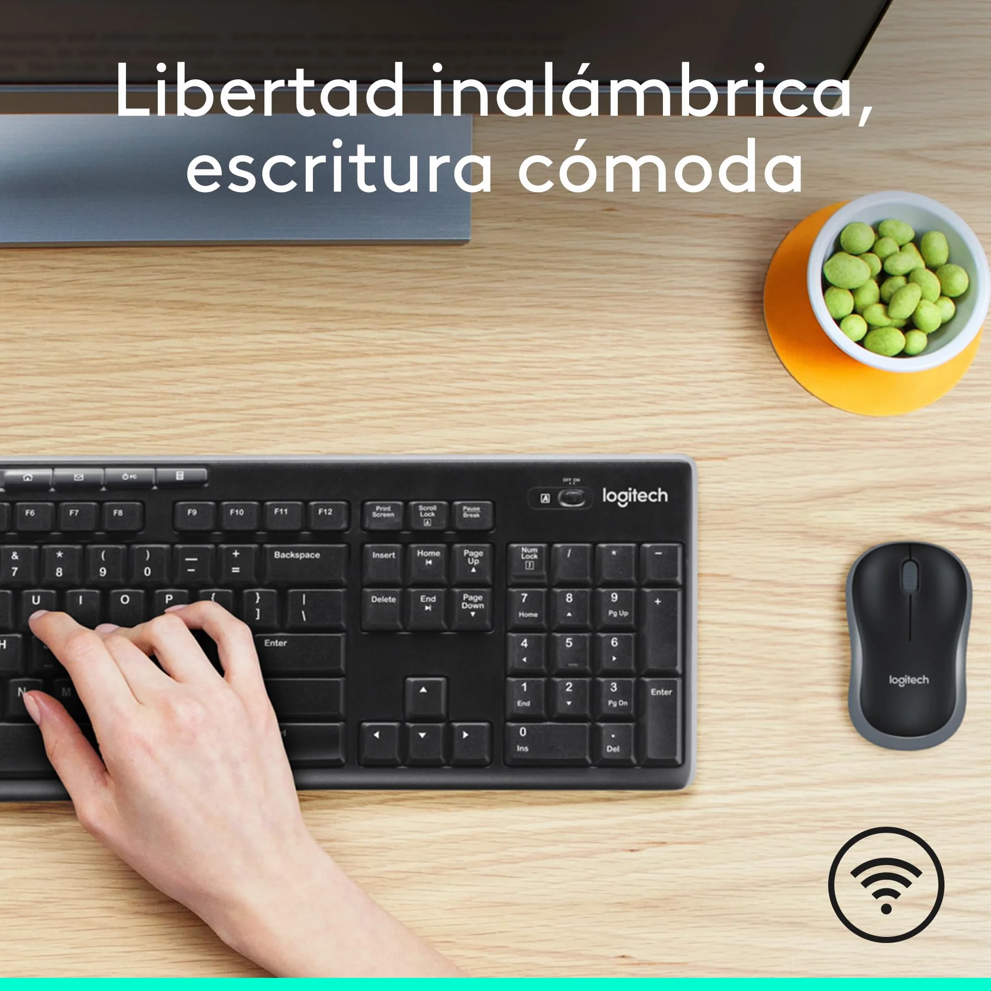 Logitech MK270 Combo Teclado y Ratón Inalámbrico para Windows, 2,4GHz Inalámbrico, Ratón Compacto, 8 Teclas Multimedia y de Acceso Directo, 2 años de batería, PC, PC Portátil, QWERTY Español - Negro