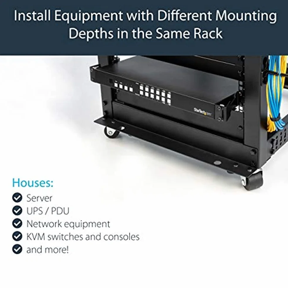 StarTech.com Juego Adaptador de Profundidad de Carril para Racks de Servidores - Extensor de 10cm - Se Ajusta a TAA - 1U - Kit Adaptador - Extensor de Rack de Redes (RDA1U)