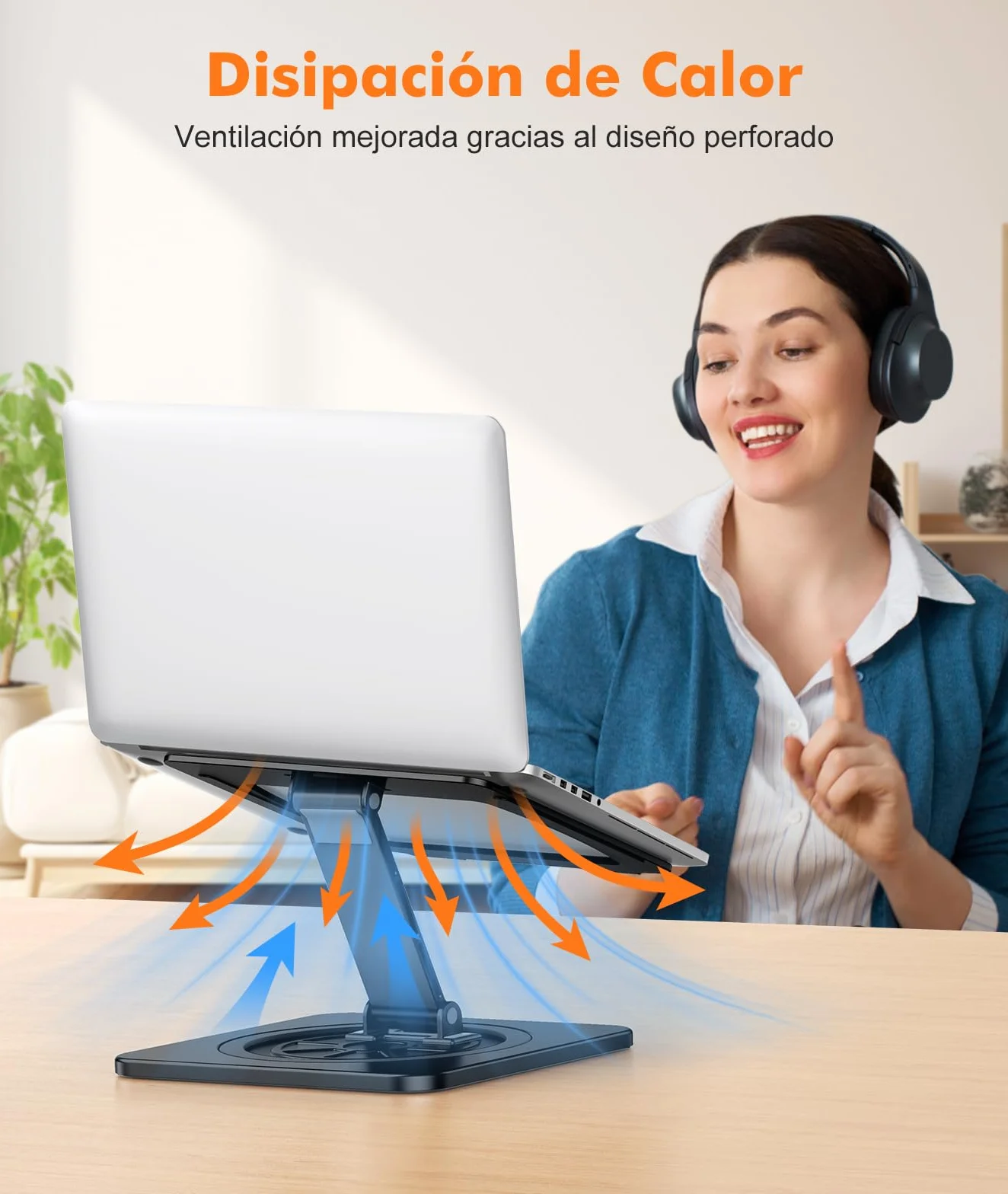 EOIWUY Soporte Portatil Escritorio, [360° Giratoria Base] Elevador Portatil de Aleación Aluminio, Ergonómica & Plegable Laptop Stand para Trabajo en Equipo Compatible con MacBook Pro/Air, HP (10-16")