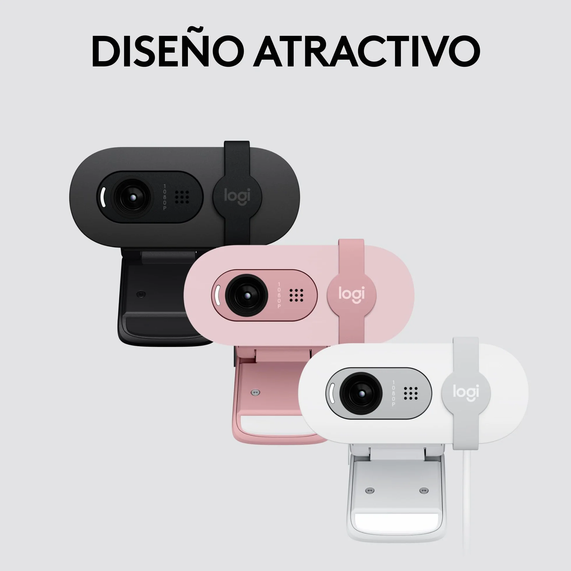 Logitech Brio 100, cámara web Full HD para reuniones y streaming, equilibrio de iluminación automático, micrófono integrado, tapa de privacidad, USB-A, Microsoft Teams, Google Meet, Zoom y más,Grafito