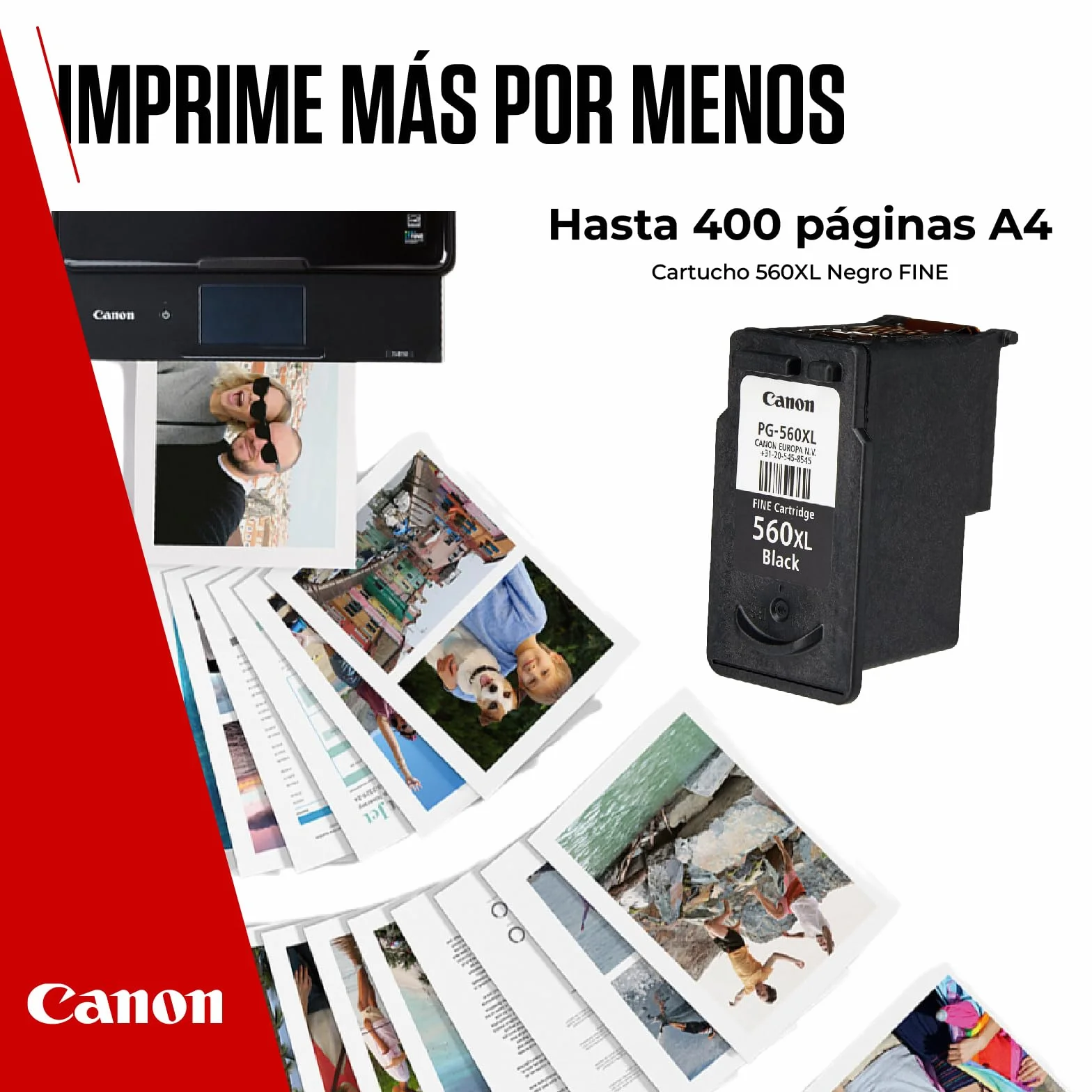 Cartucho de Tinta Negra de Alto Rendimiento Canon PG-560XL Original - Imprime hasta 400 Páginas A4 (1 Cartucho)