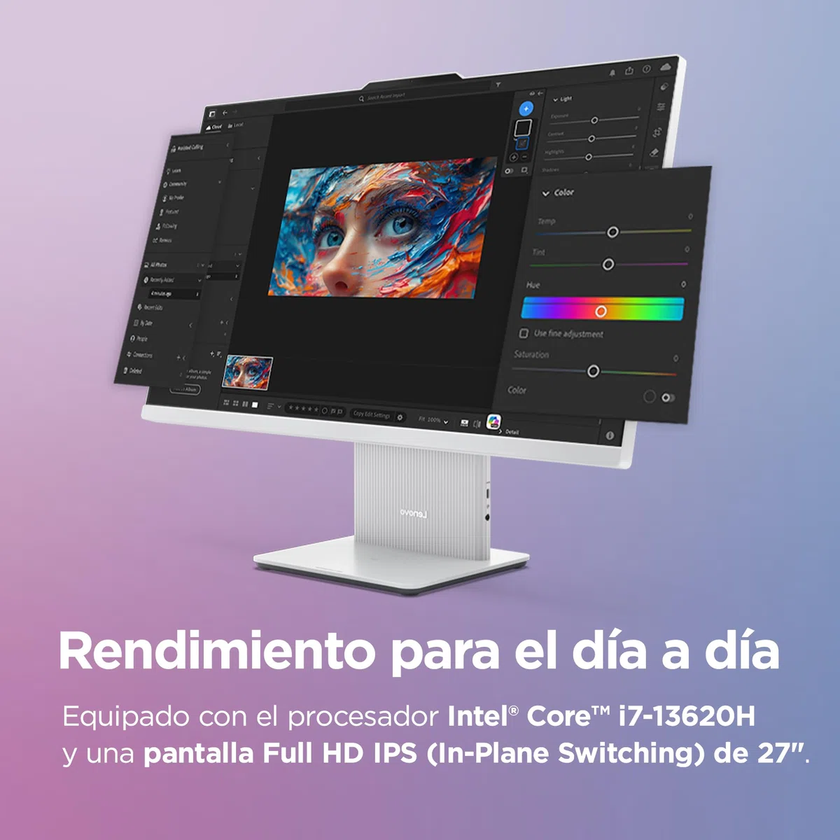 Lenovo IdeaCentre AIO i Gen 9 - Ordenador de Sobremesa 27" FHD (Intel Core i7-13620H, 16 GB RAM, 1 TB SSD, Intel UHD Graphics, Wi-Fi 6, Win11 Home) Incluye Teclado QWERTY Español y Ratón - Gris Nube