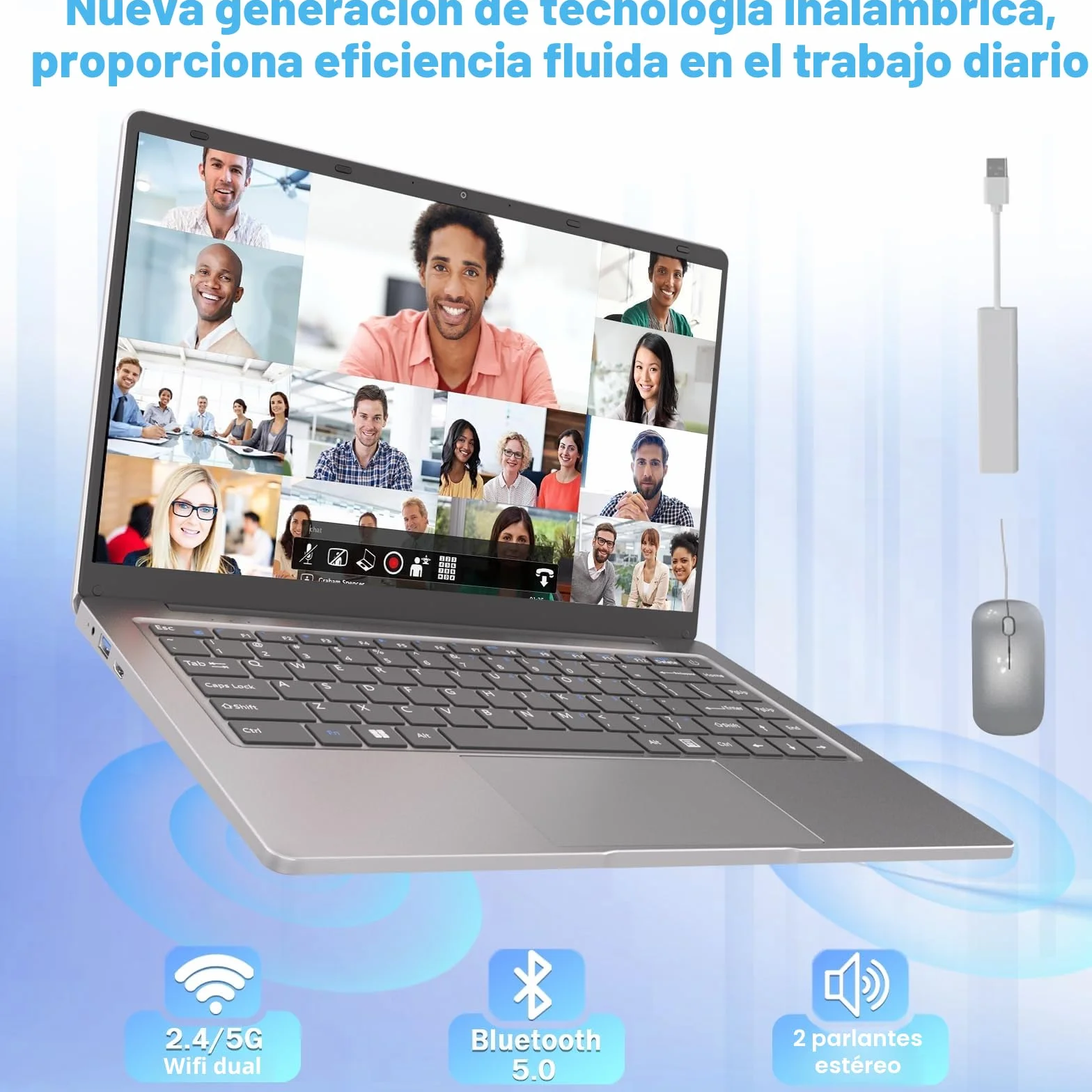 PINSTONE Laptop Celeron N4000 - Ordenador Portátil de 14 Pulgadas, 6 GB RAM 128 GB SSD, PC Portátil Compatible con 2,4 G/5 G WiFi, Bluetooth, Computer Portátil de Larga Duración de la Batería.