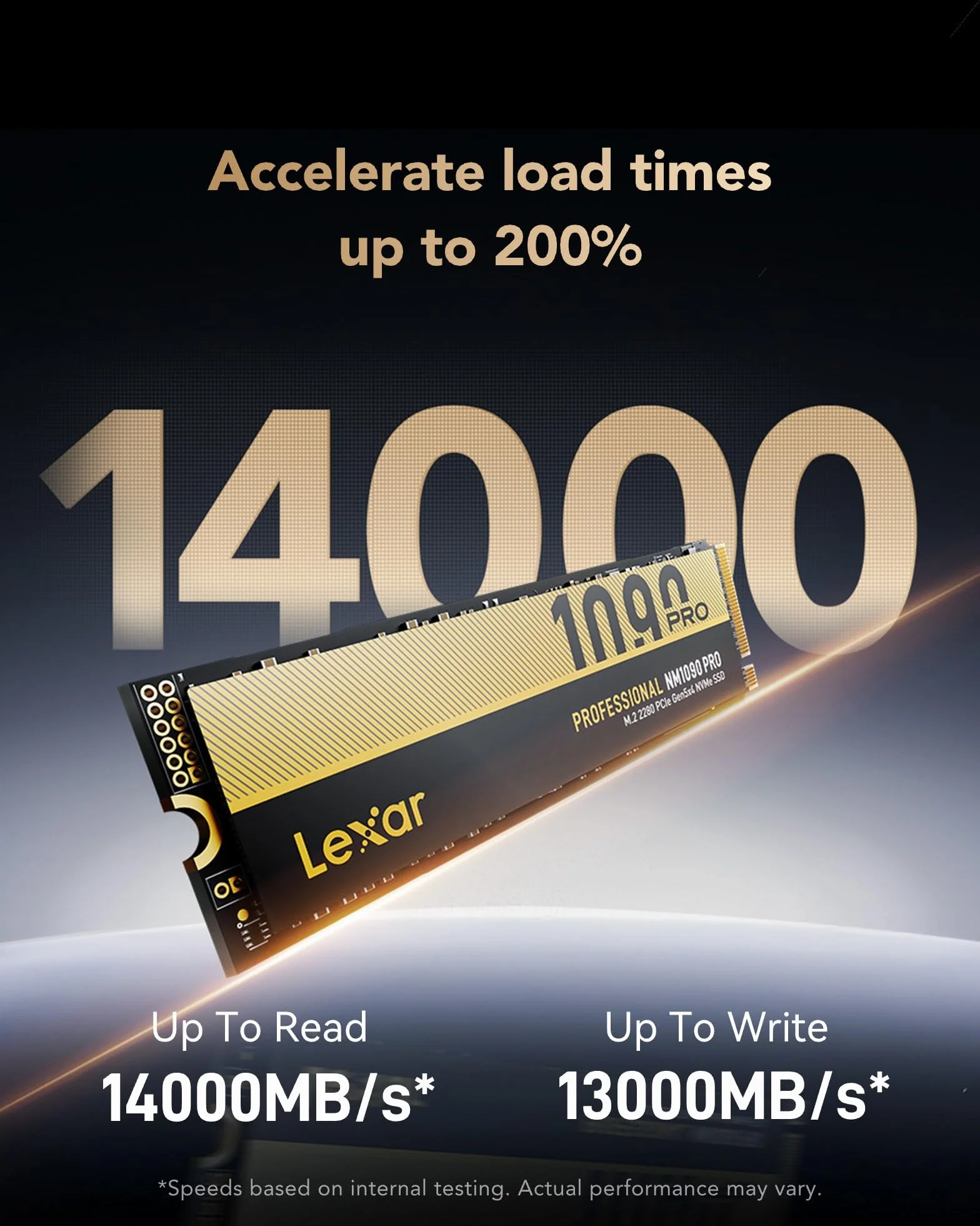 Lexar SSD NVMe PCIe 5.0 Gen5 4TB NM1090 Pro, 14,000 MB/s, diseño de Control térmico avanzado, SSD Interno Compatible con DirectStorage, portátil para Juegos y creación de Contenido