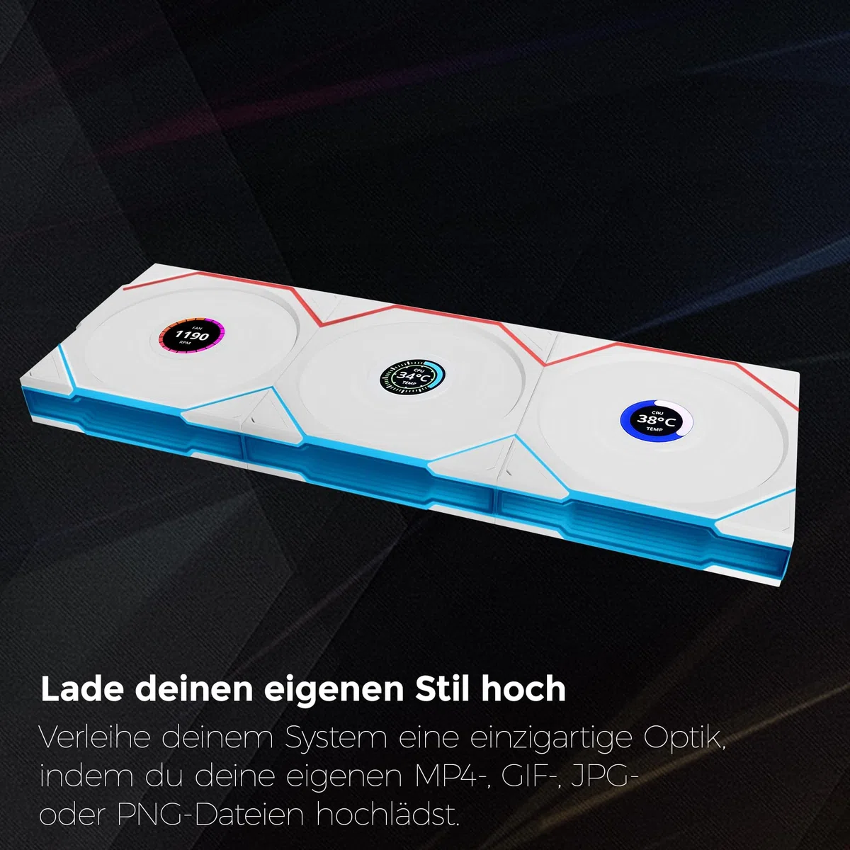 Lian Li UNI FAN TL Wireless LCD PC Ventilador 120 mm RGB – 3 ventiladores Reverse Blade Gaming PC Blanco | PWM – 26 LED ARGB – 1.900 rpm – Sistema de acople – Alto flujo