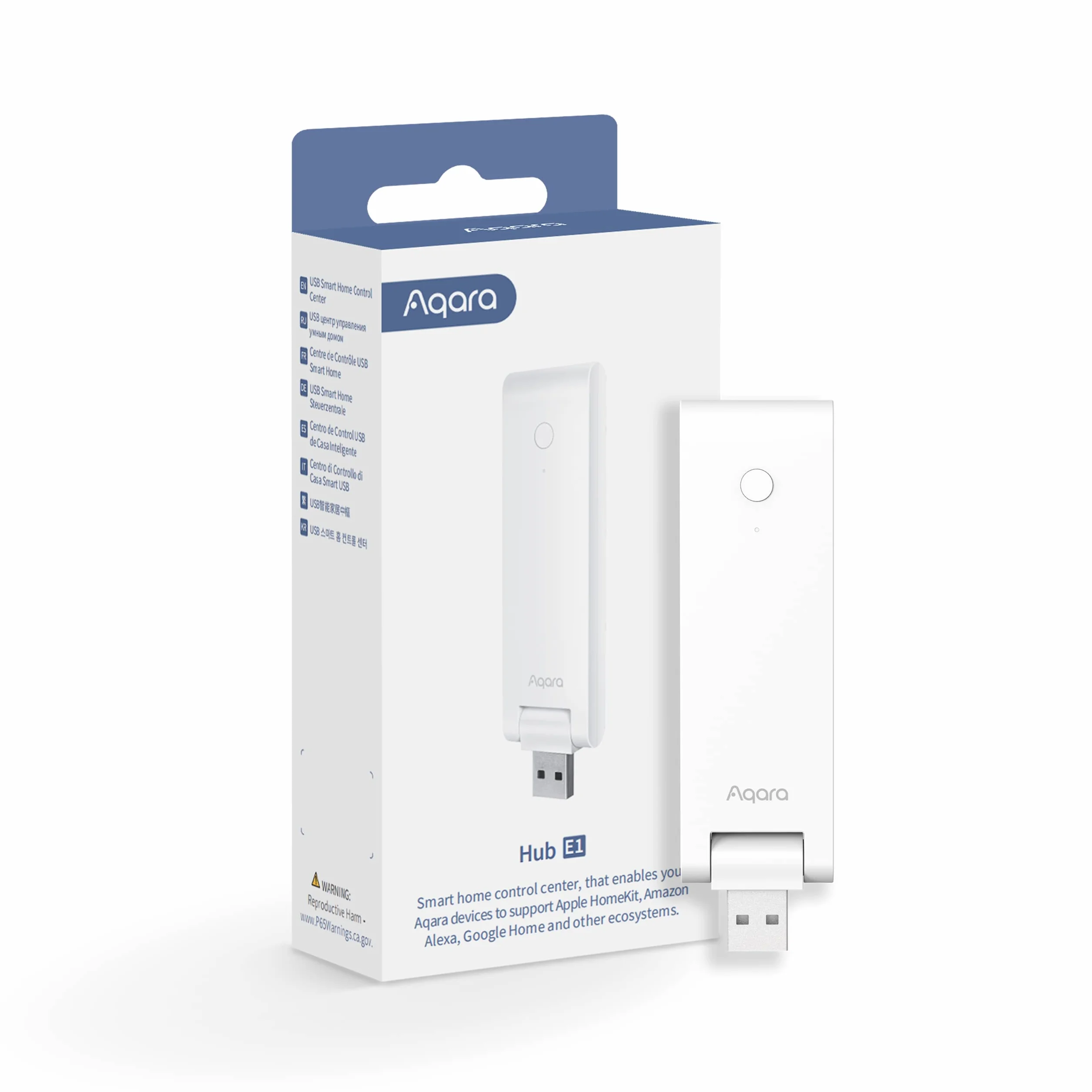 Aqara Hub de Domótica E1(Requiere Wi-Fi de 2,4 GHz), Interfaz USB-A de Alimentación, Zigbee 3.0, Repetidor WiFi(Hot Spot), Compatible con HomeKit, Alexa, Google Assistant e IFTTT