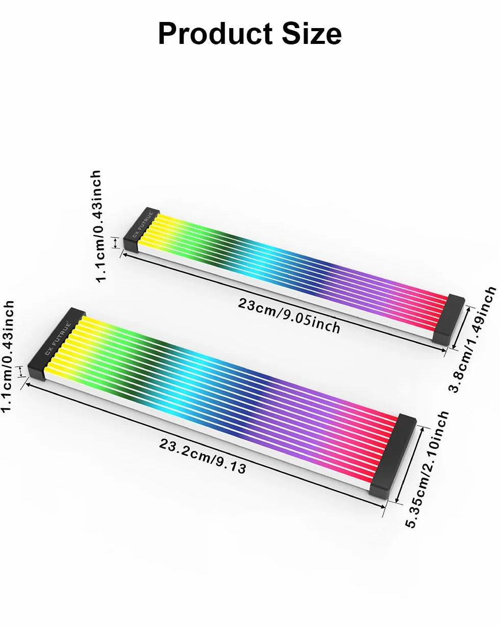 ARGB PSU Cable Cover Kit, Aurora RGB Power Extension Cable Cover Kit for Motherboard and GPU PC Cable, 5V 3-Pin ARGB Motherboard ATX/MATX/ITX, Suitable for 12+4-Pin/8-Pin/24-Pin Aurora-CO-BL
