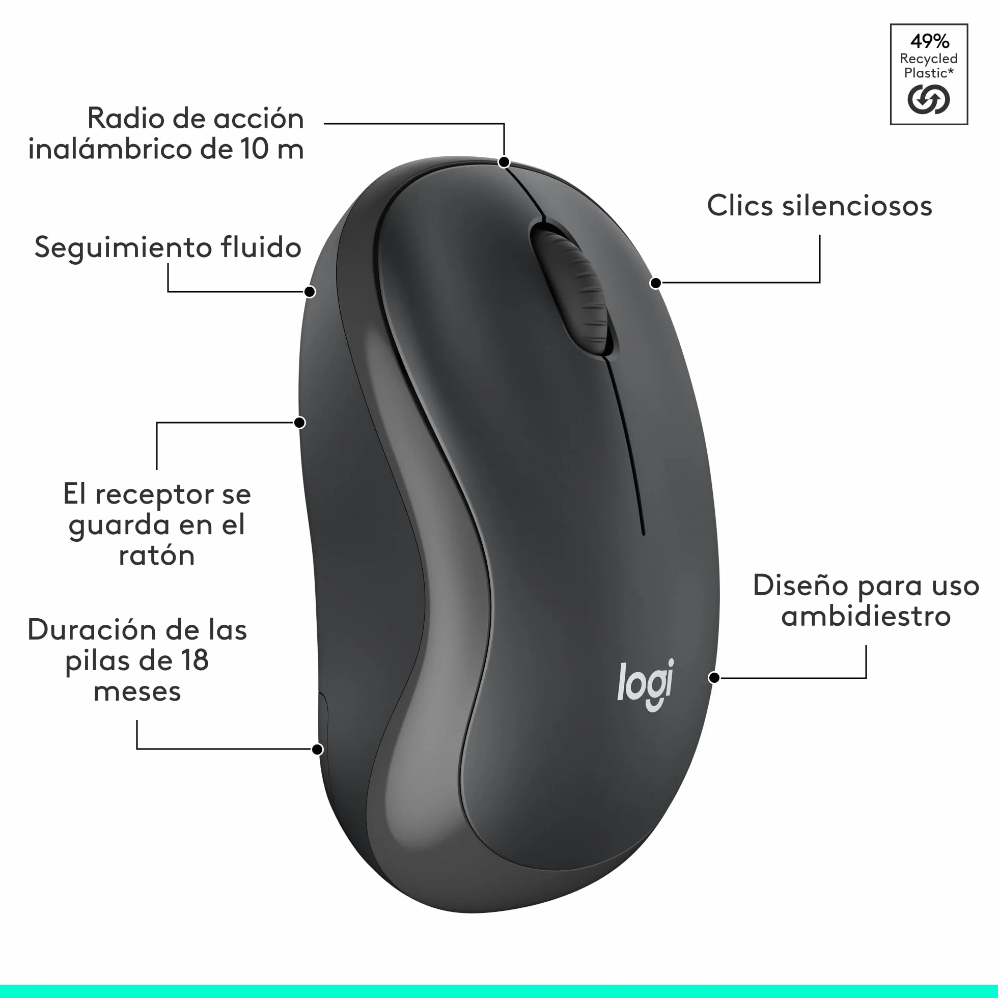 Logitech MK295 Silent Combinación de Teclado y Ratón Inalámbricos con SilentTouch, Seguimiento Óptico, Tecnología Inalámbrica sin Demoras, 90% Menos de Ruido, QWERTY Español, Negro