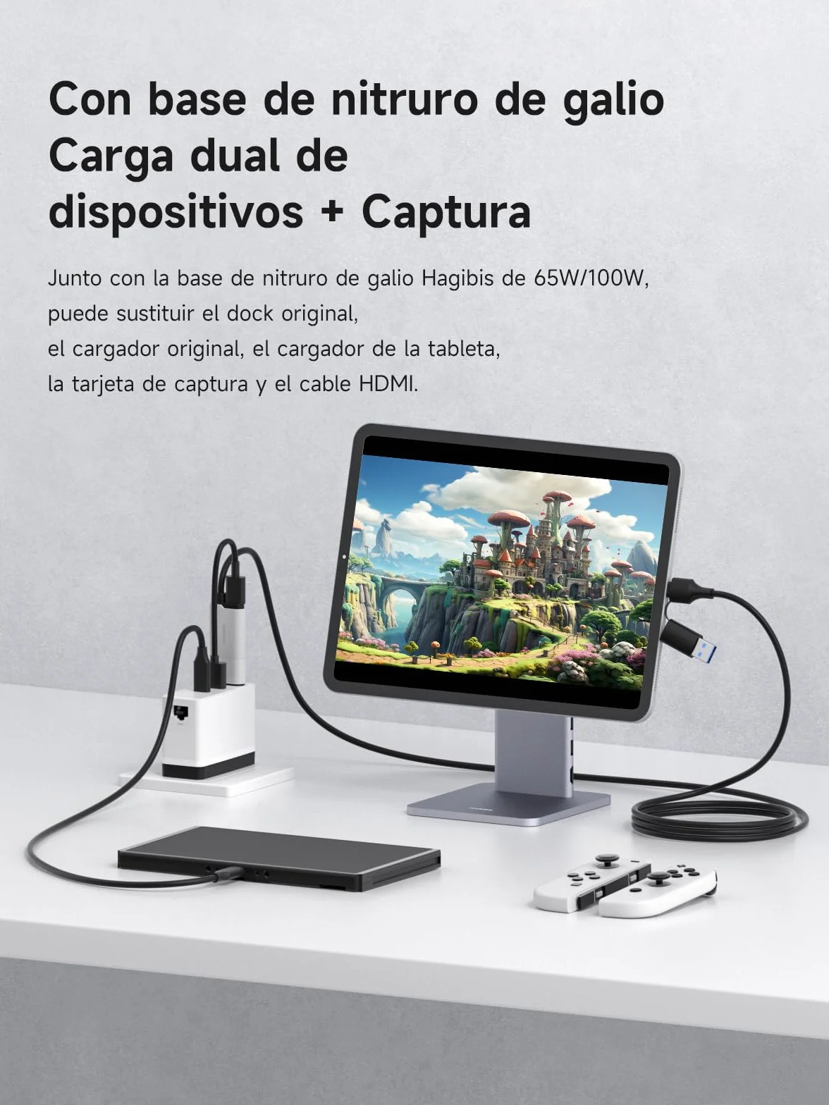 Hagibis Capturadora | USB 3.0 con PD 100W | HDMI a USB A/C | Capturadora de Video 1080P@60fps YUY2/MJPEG MS2130 | Grabadora para Meta Quest 3, Switch, PS5, VR, Streaming