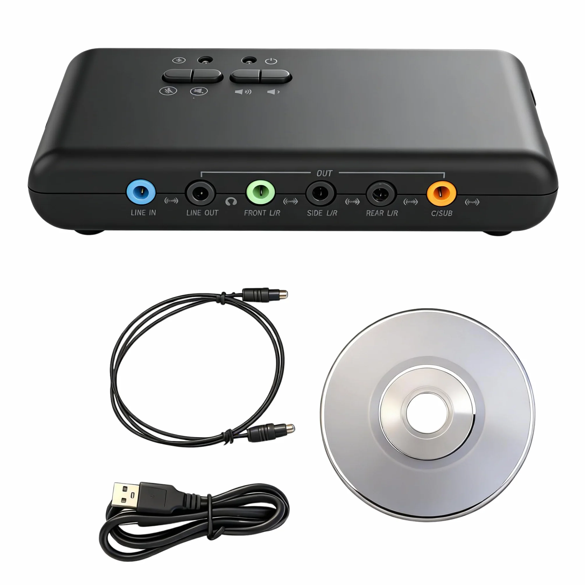 Tarjeta de Sonido Externa USB 7.1 de 8 Canales, Caja de USB Soundbox Externa, Compatible con 12 Mbps, Sonido Envolvente 3D Dinámico, Grabación Reproducción Simultánea Compatible (Negro)