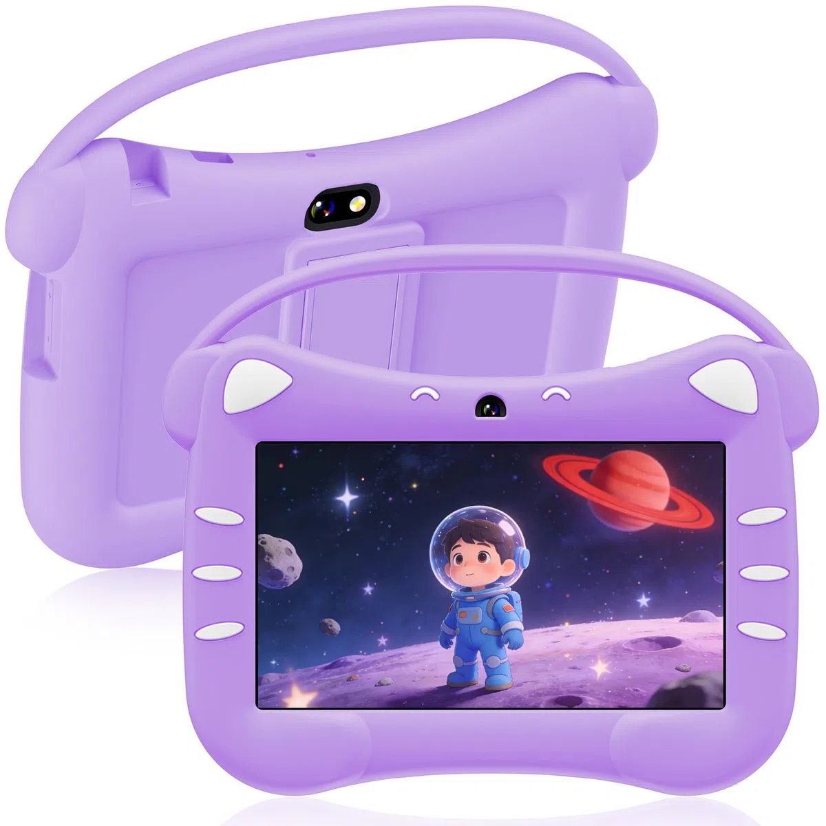 ascrecem Tablet para Niños 7 Pulgadas Android Tablet Infantil con WiFi Doble Cámara Bluetooth Control Parental 2GB RAM 32GB ROM Tableta Educativa 3 a 14 año (Morado)