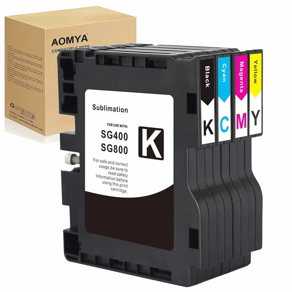 Aomya Paquete de 4 Cartuchos de Tinta de sublimación SG400 SG800 para Transferencia de Calor Compatible con SG3100 3100SNW 3110DN 3110DNW 3100FNW 7100DN 2100N 2010L